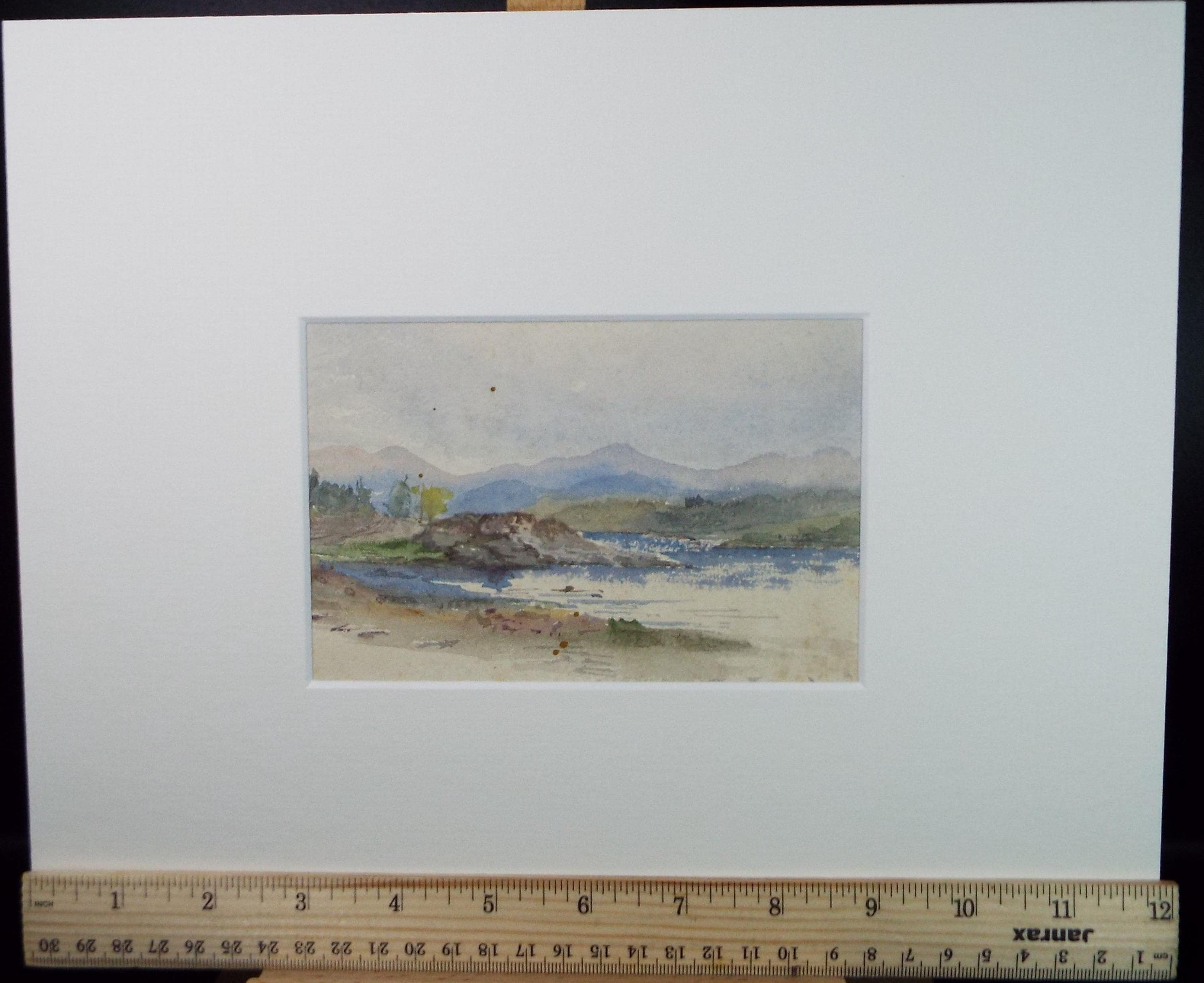 Original Watercolour, 'Coast with distant hills', Circa 1890