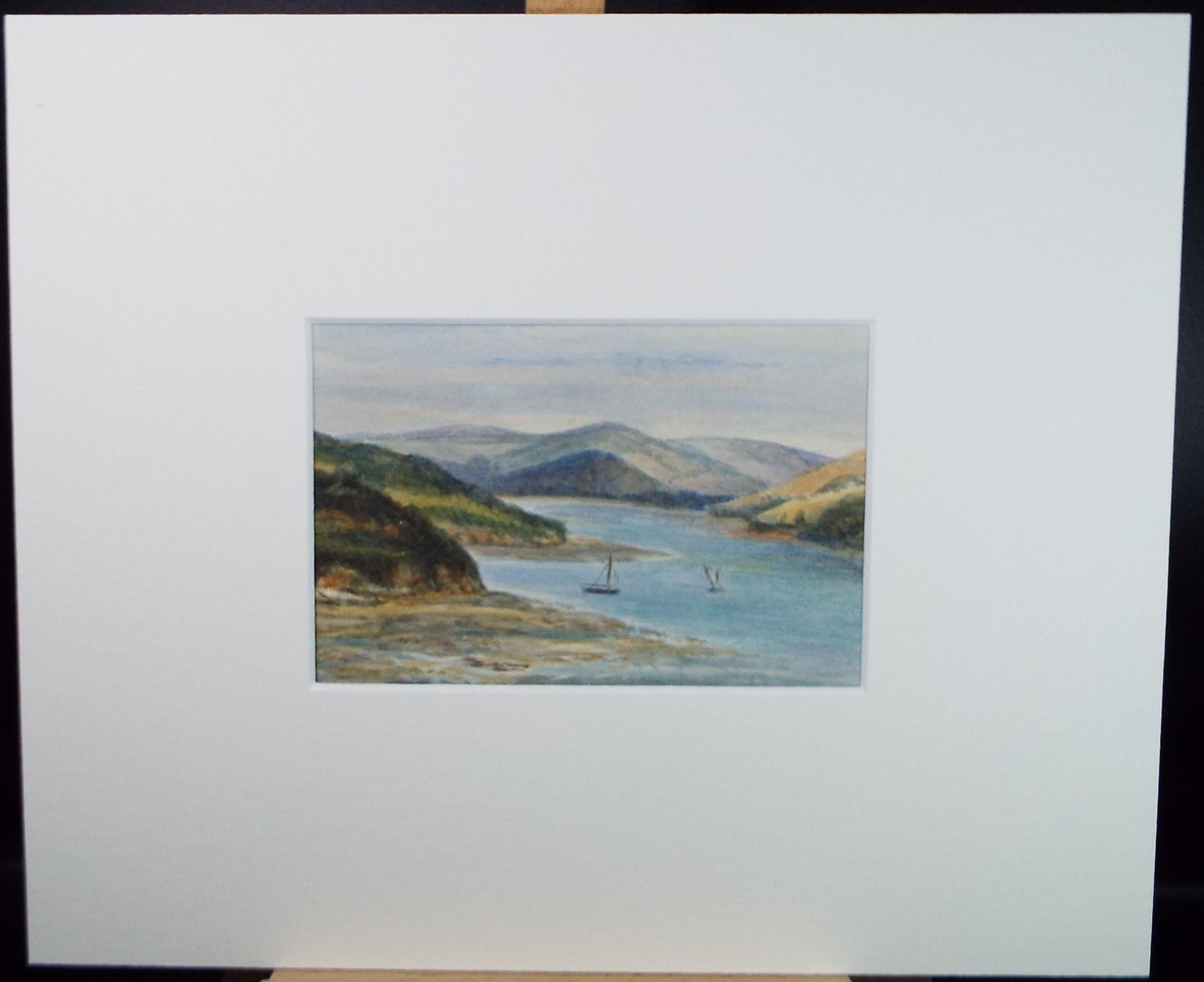 Original Watercolour, 'Boats on a Lake', Circa 1890, unknown artist