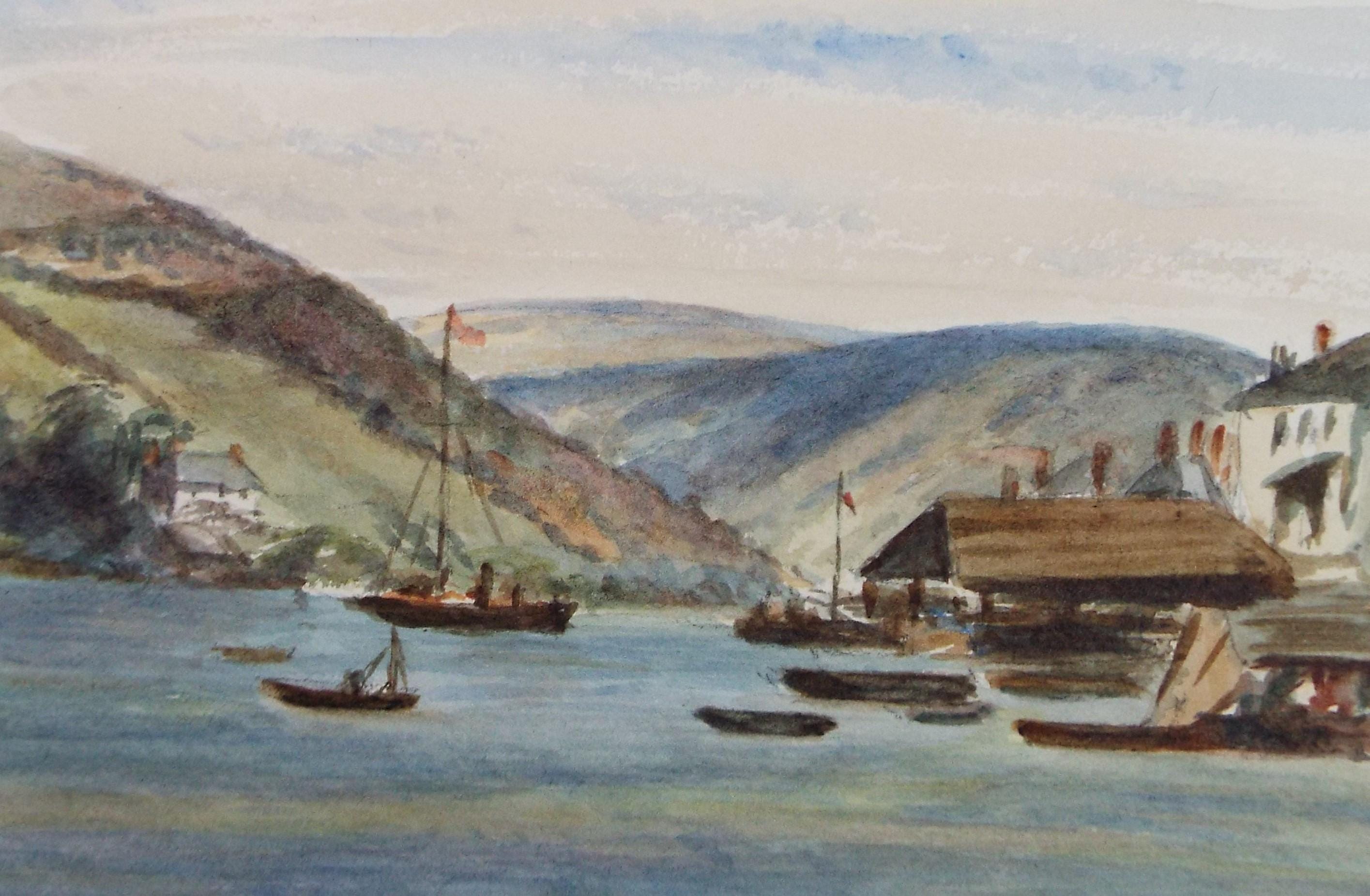 Original Watercolour, 'Village with Boats', Circa 1890, unknown artist