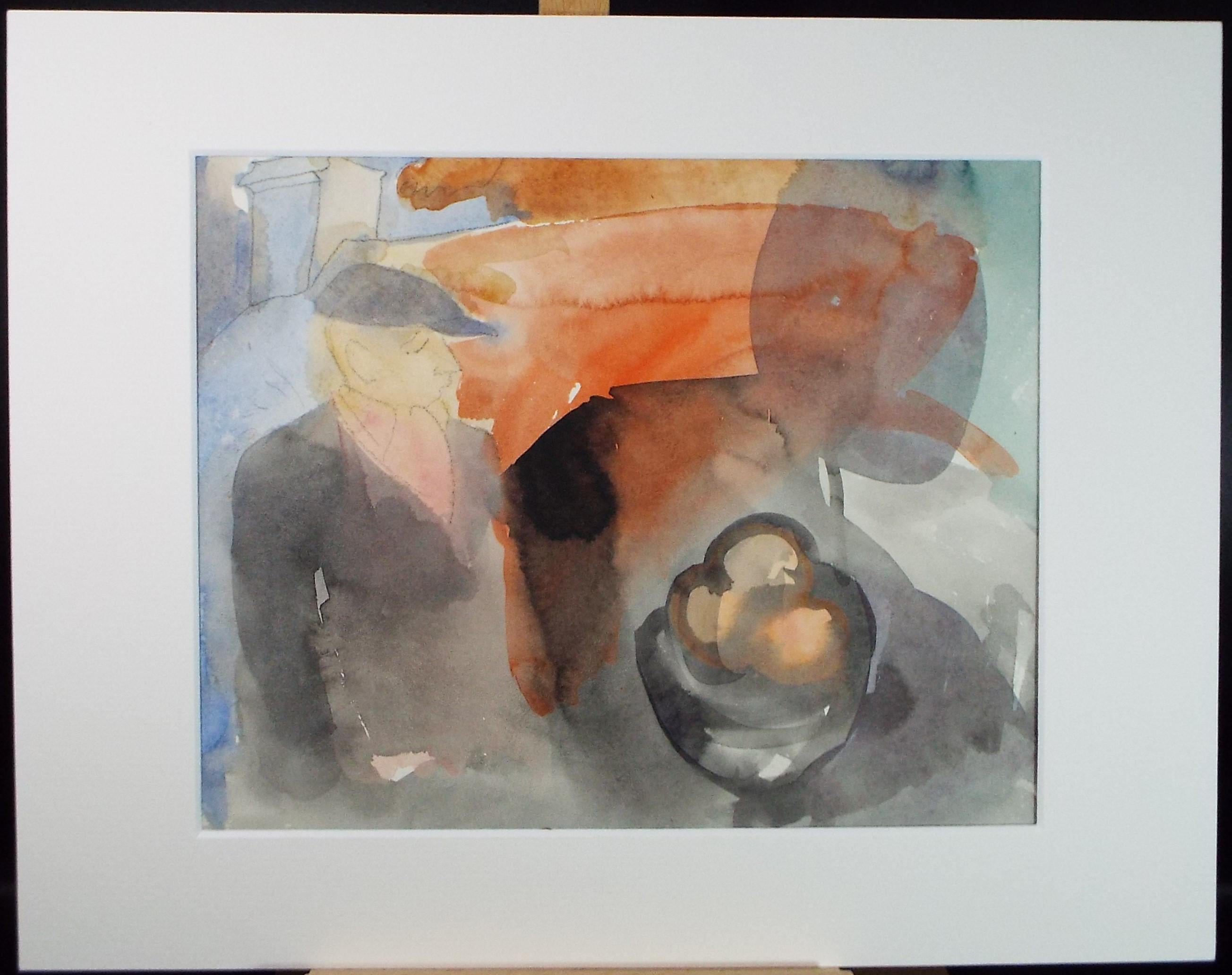 Original Watercolour, Figure & Building' c1950's - William D Clyne (1922-1981)