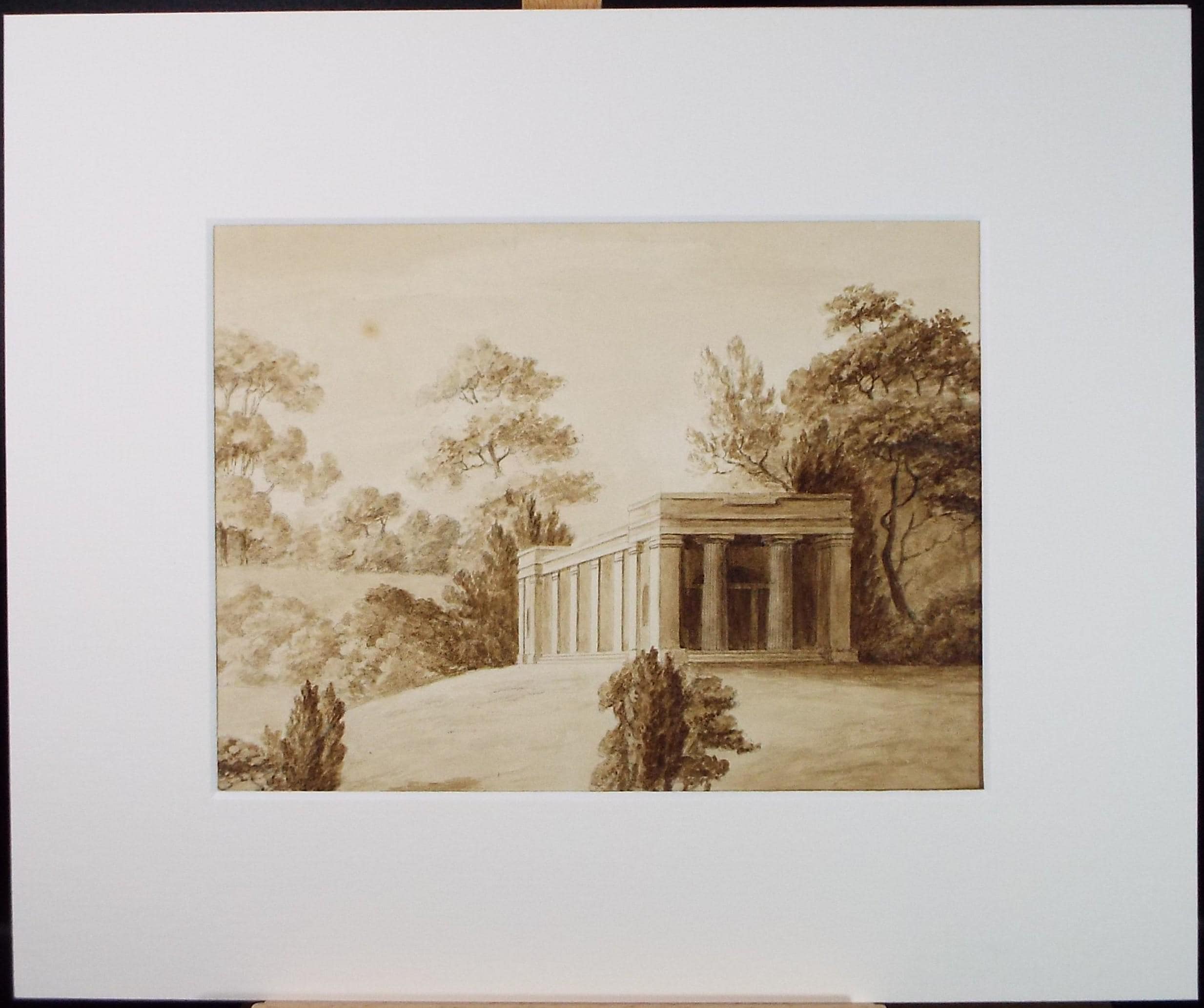 Original Watercolour, 'Temple Folly in a Landscape', Artist Unknown, Late 19th Century