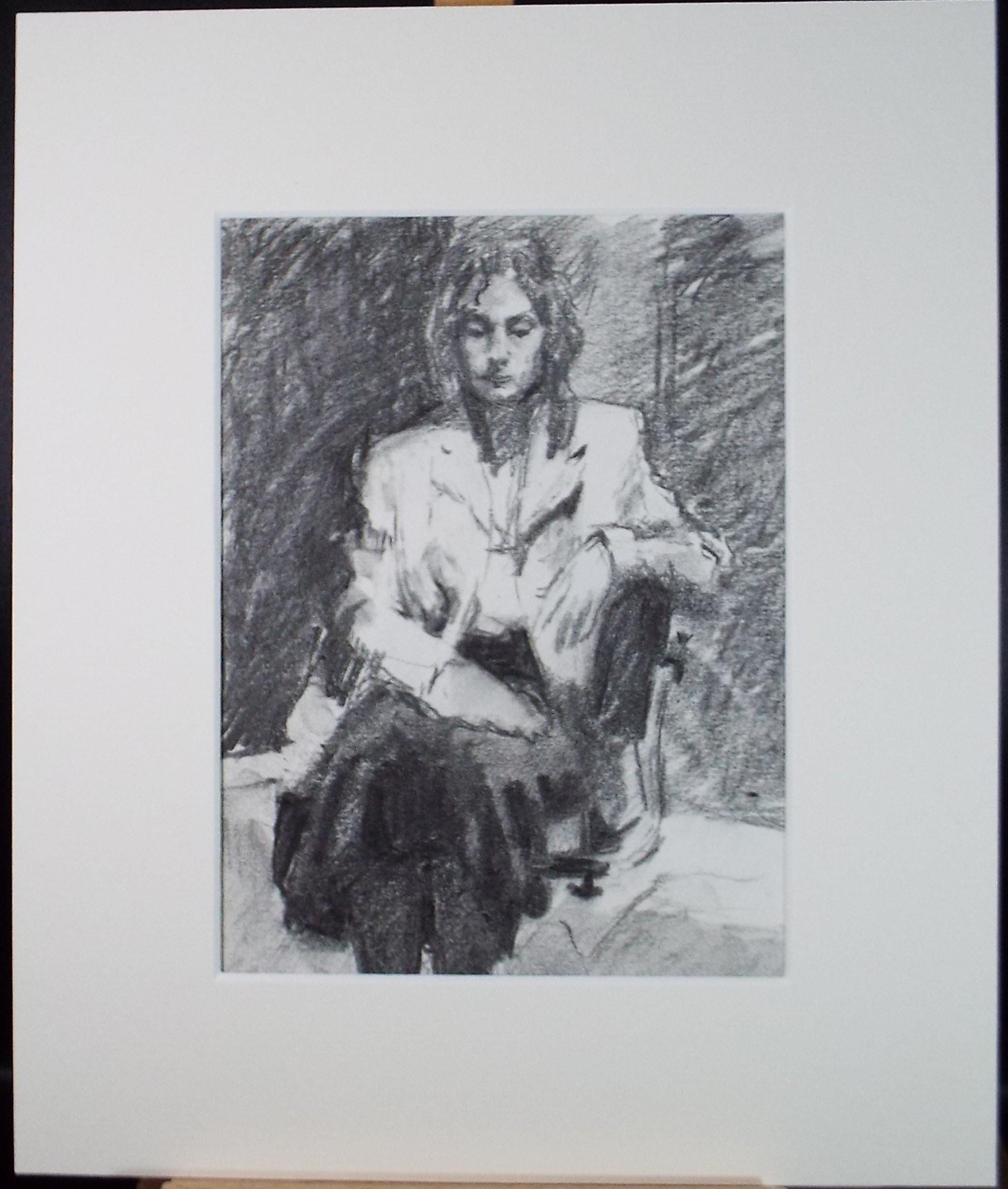 Original Pencil Drawing, 'Seated Woman', Pauline Plummer (b1933), Circa 1990's
