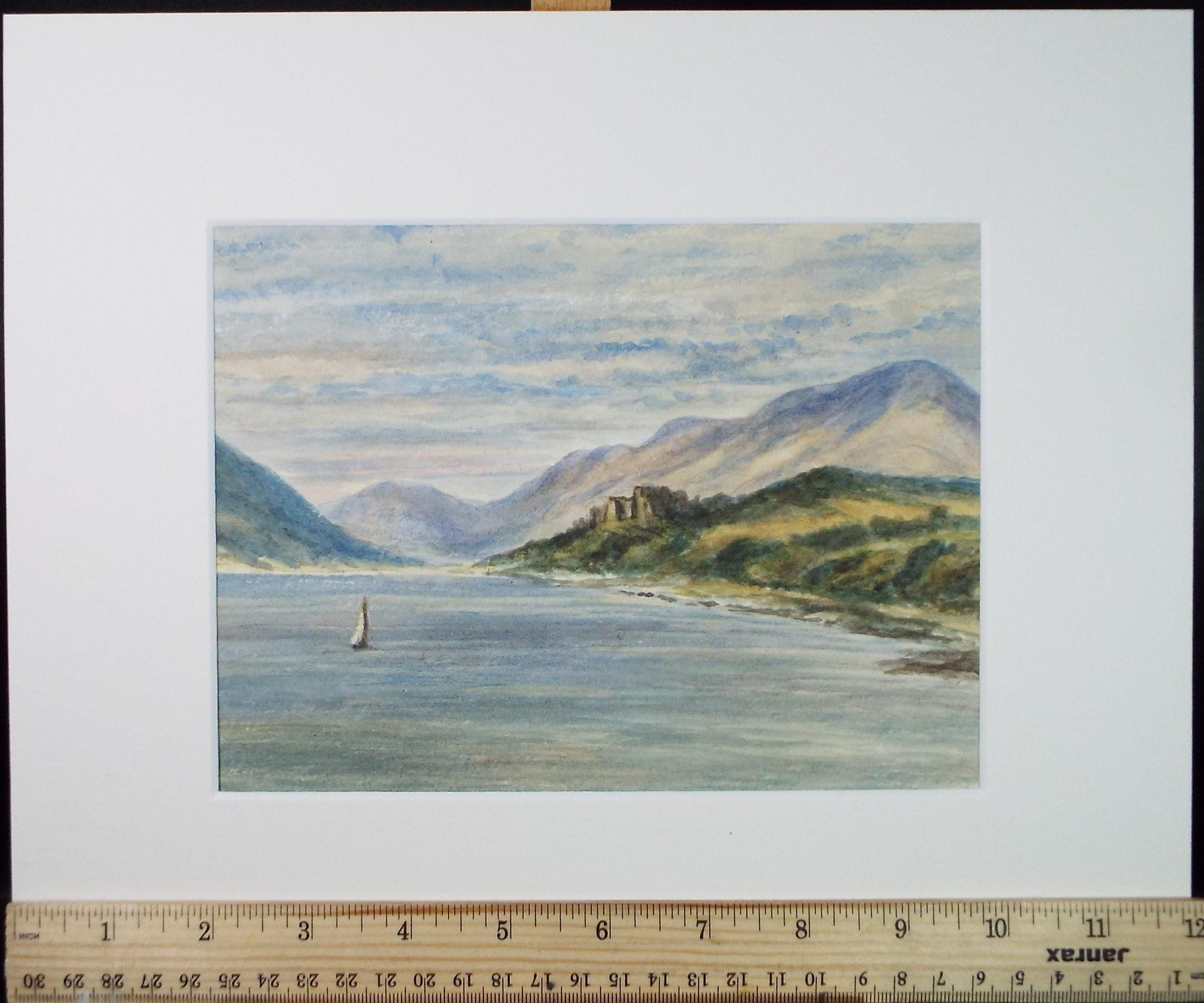 Original Watercolour, 'Sea Inlet with Sail boat' Circa 1880's, unsigned