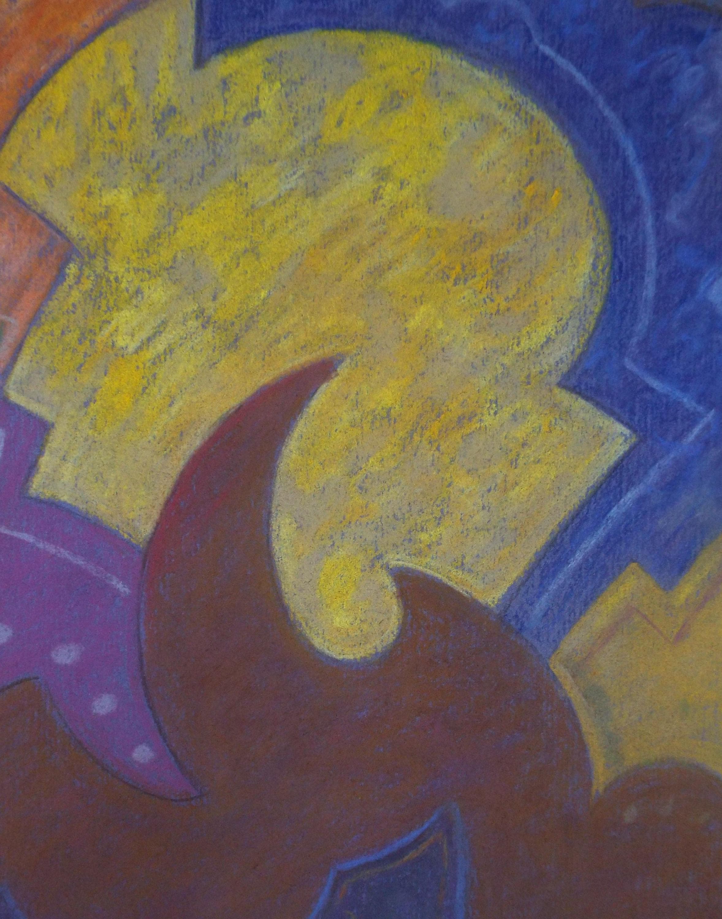 Original Pastel drawing, 'Abstract Shapes', Circa 1980's, Artist Unknown