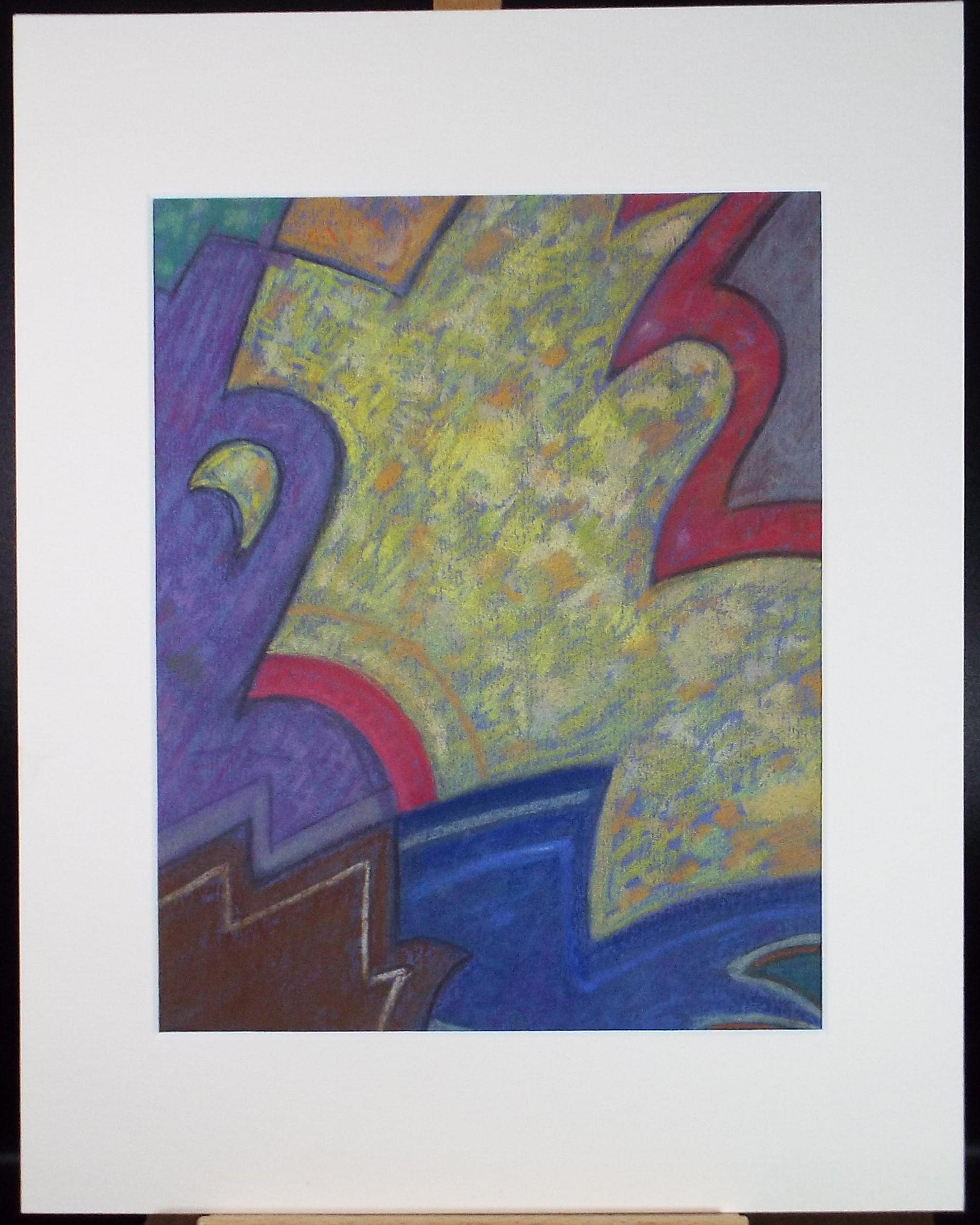 Original Pastel drawing, 'Abstract Shapes', Circa 1980's, Artist Unknown