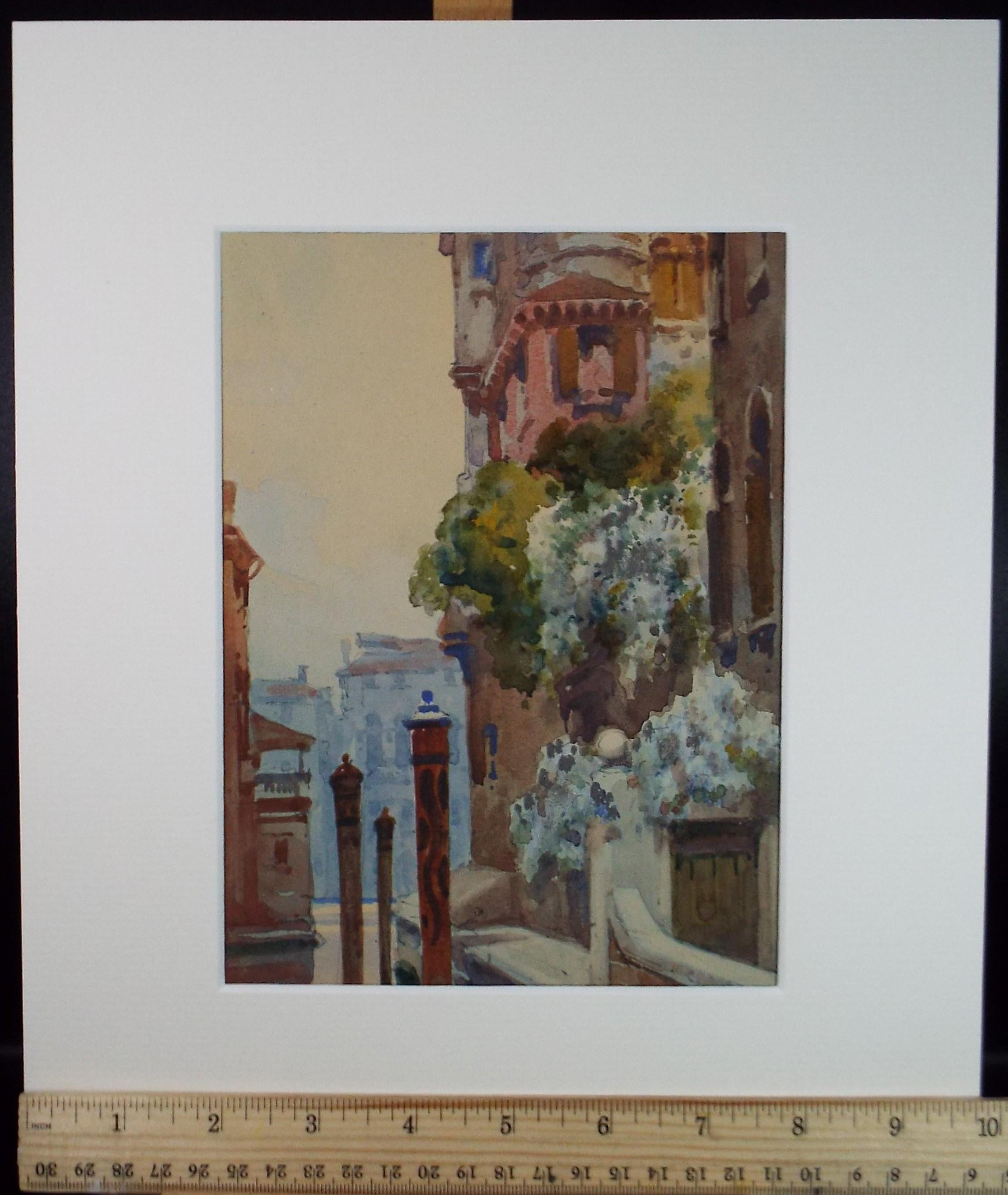 Original Watercolour, 'Venetian Palazzo', Circa 1950's, unknown artist