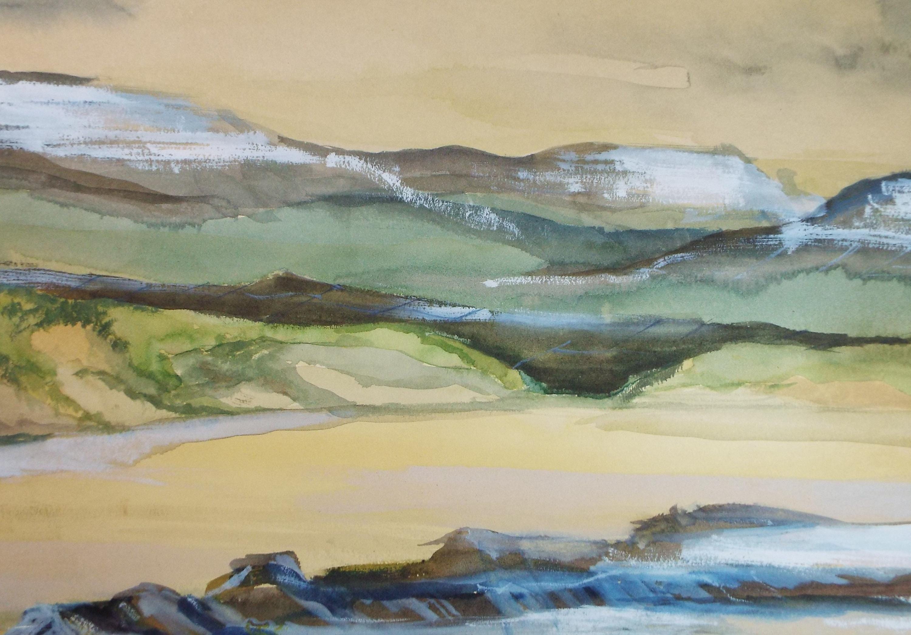 Original Watercolour, 'Coastal Landscape', Circa 1970's , D A Gould