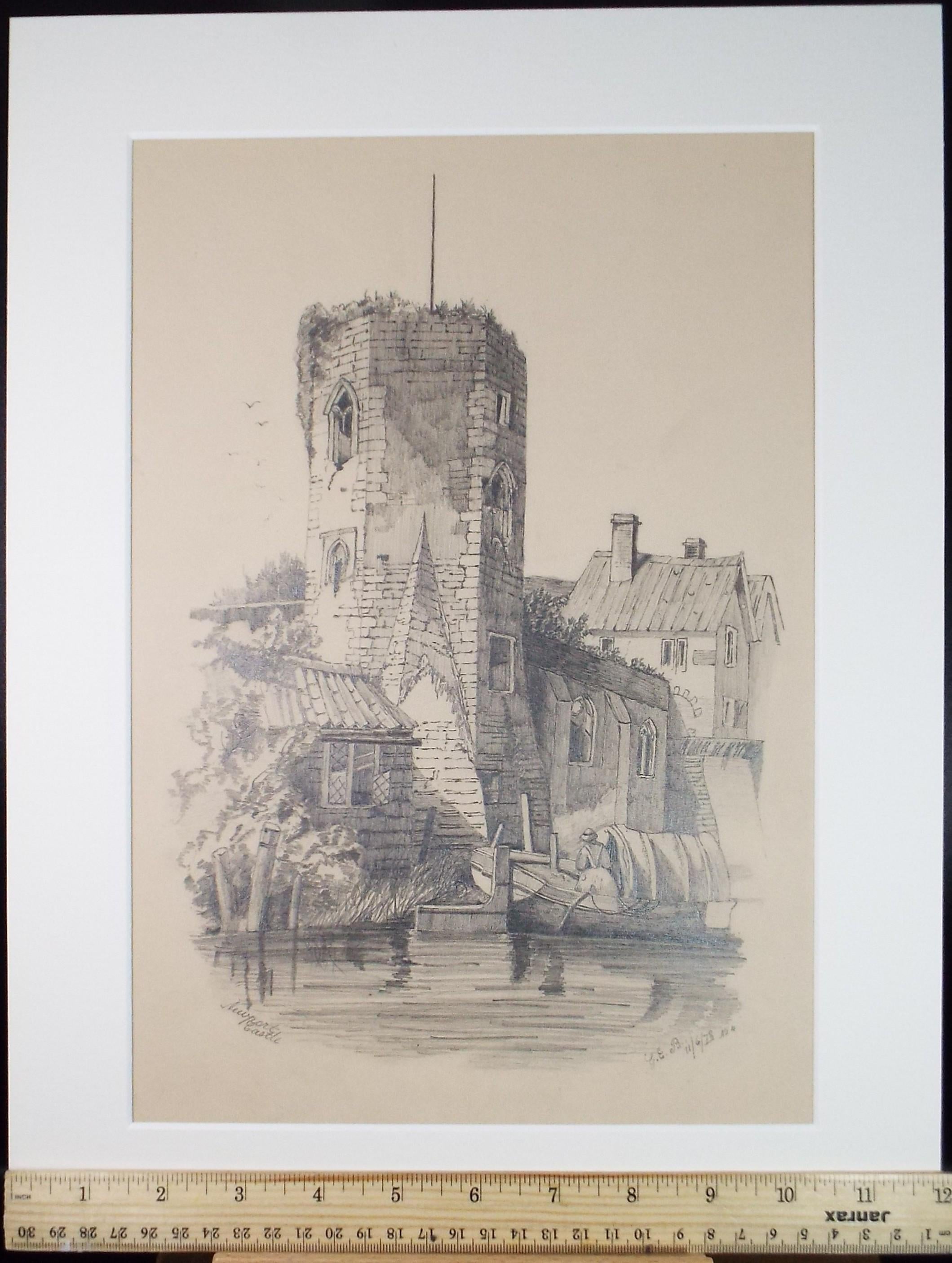 Pencil Drawing, 'Newport Castle', Dated 1878, Unknown Artist