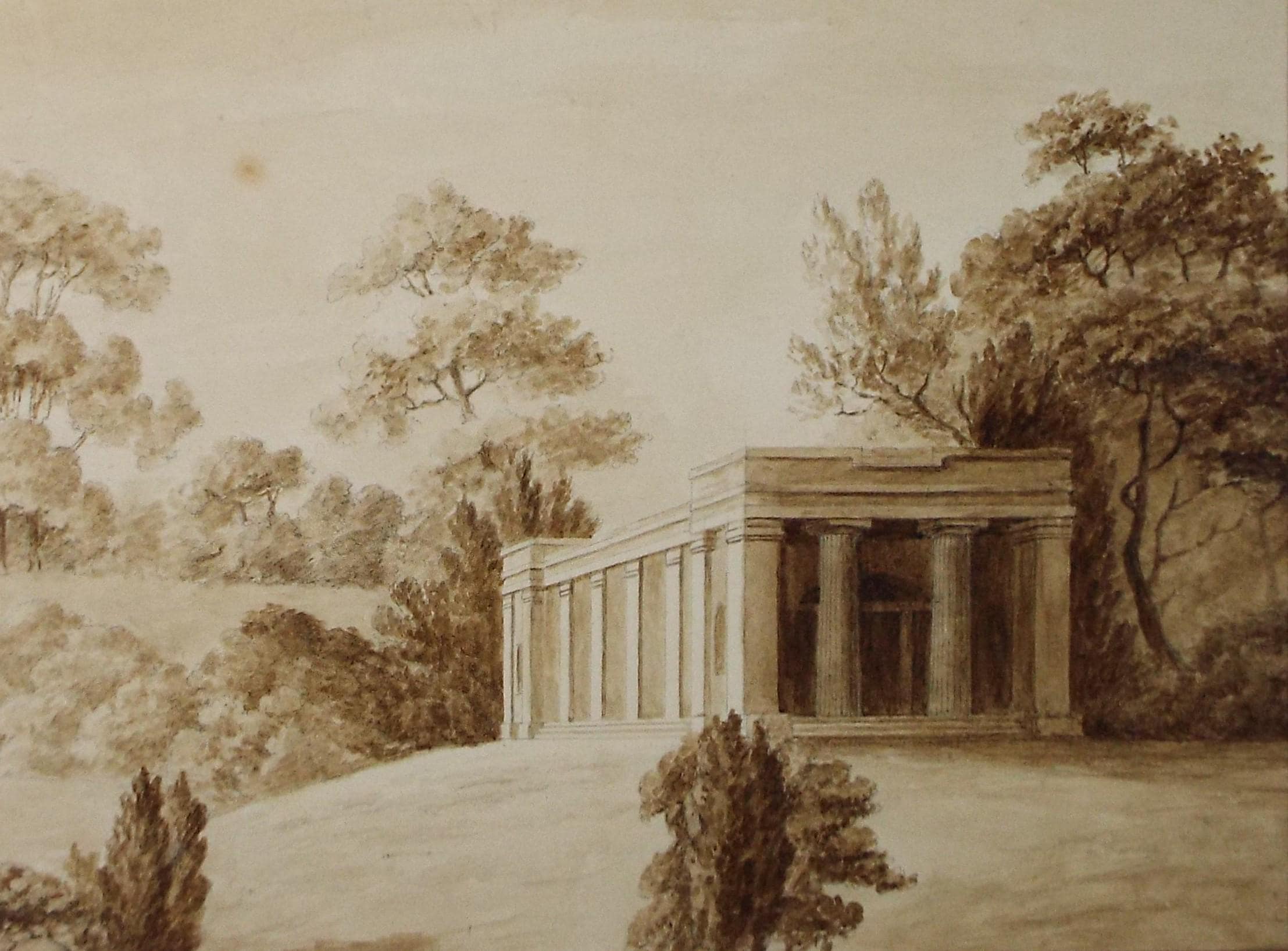 Original Watercolour, 'Temple Folly in a Landscape', Artist Unknown, Late 19th Century