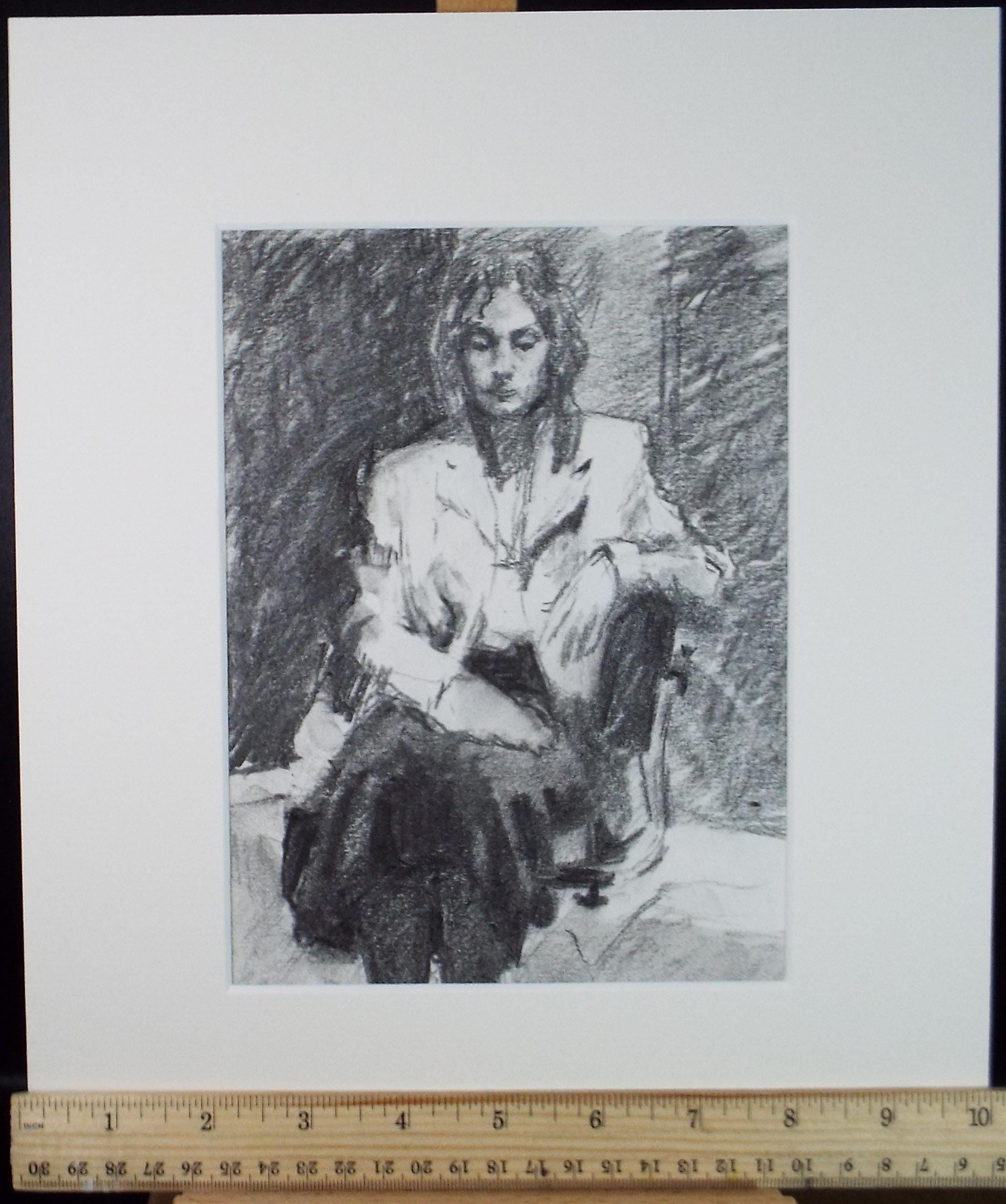 Original Pencil Drawing, 'Seated Woman', Pauline Plummer (b1933), Circa 1990's