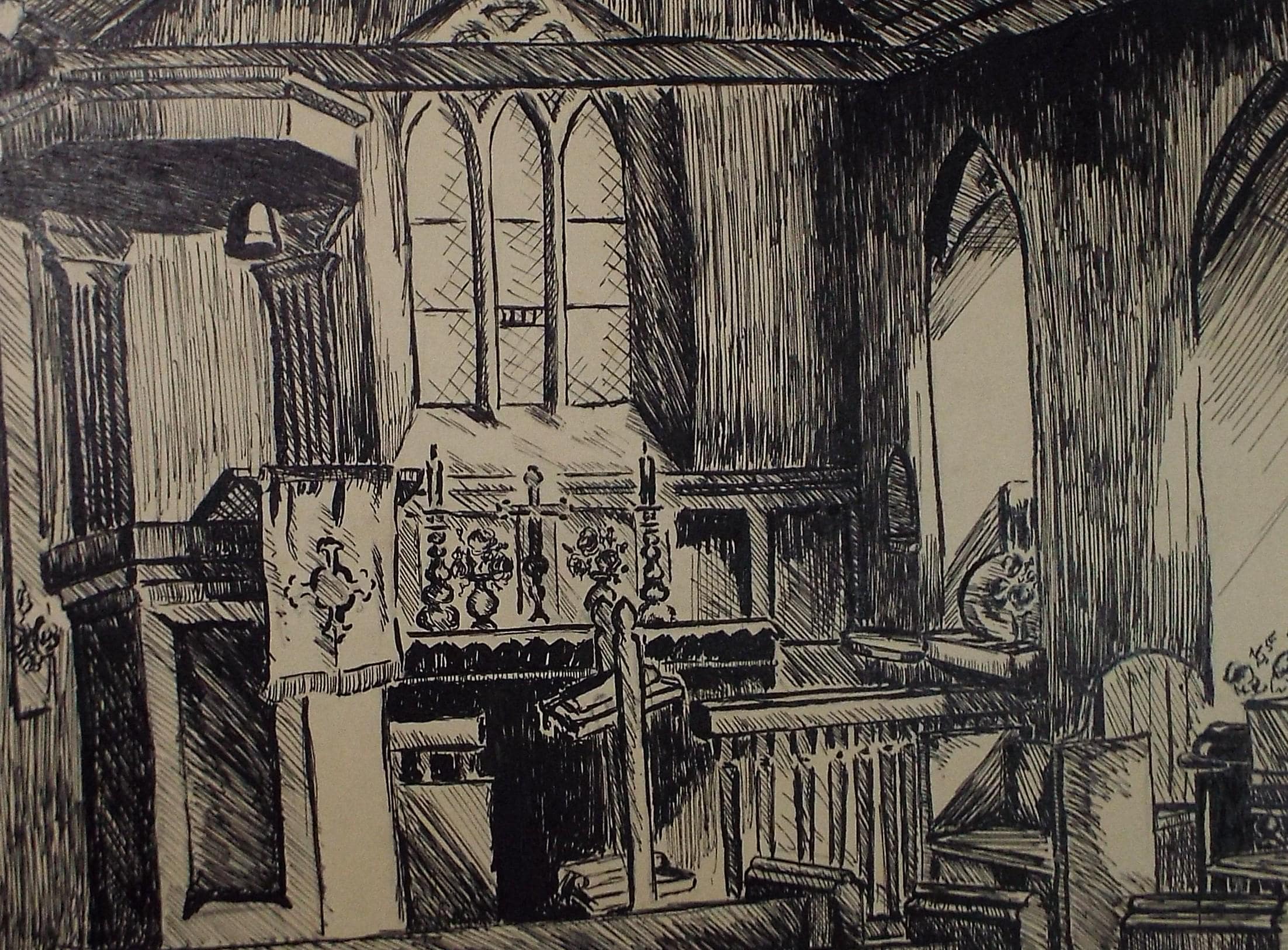 Original Pen & Ink, 'St Helen's Church, Brigsley', Circa 1920's, Artist unknown