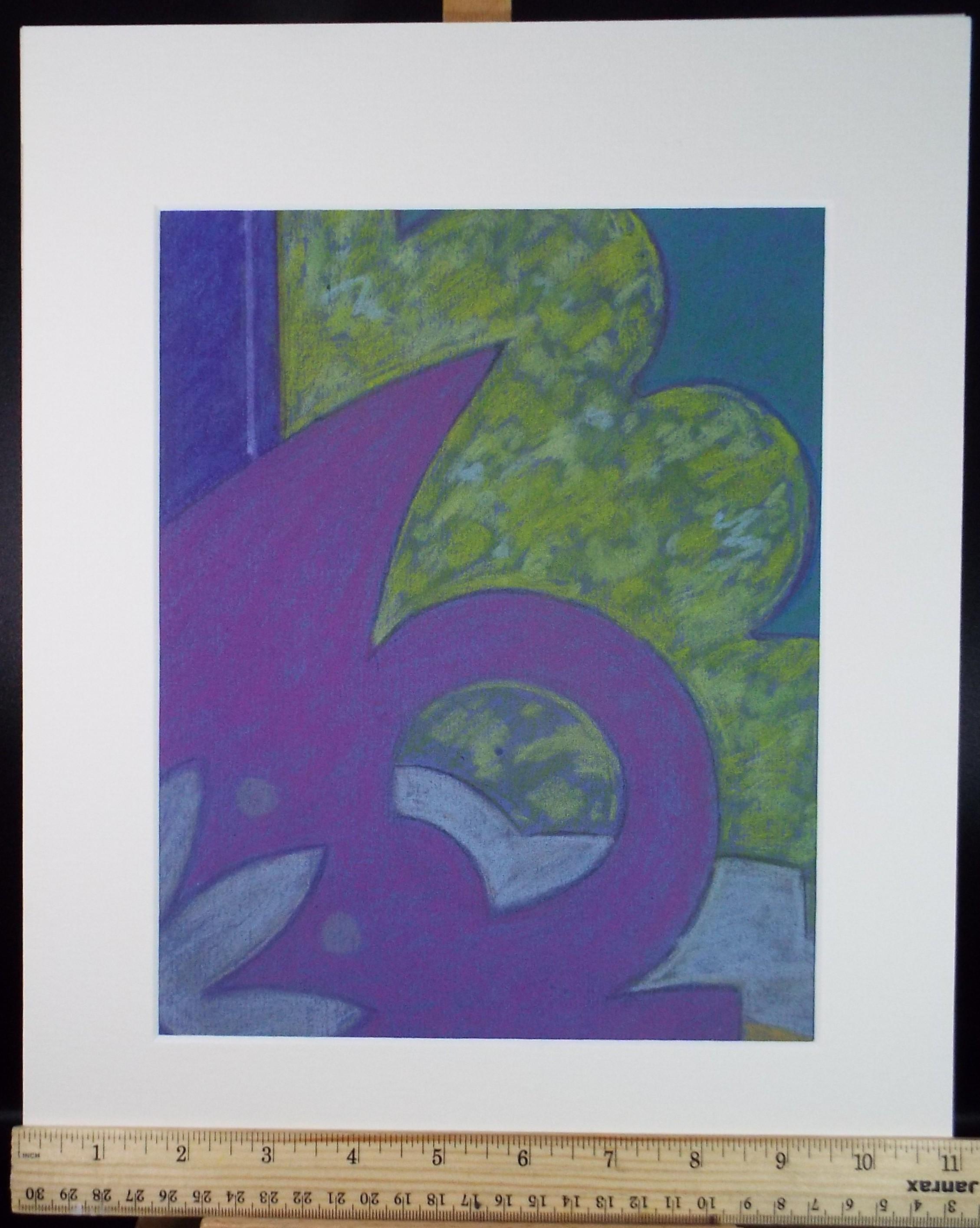 Original Pastel drawing, 'Abstract Shapes', Circa 1980's, Artist Unknown