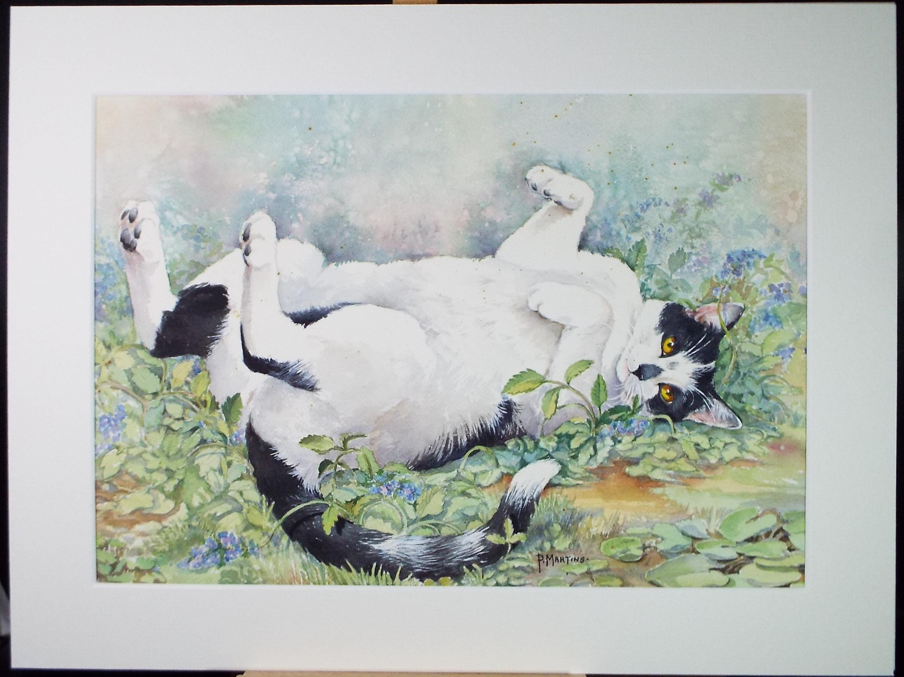 Original Watercolour, 'Miro in Catmint',P Martins s.o.f.a, Dated 1998
