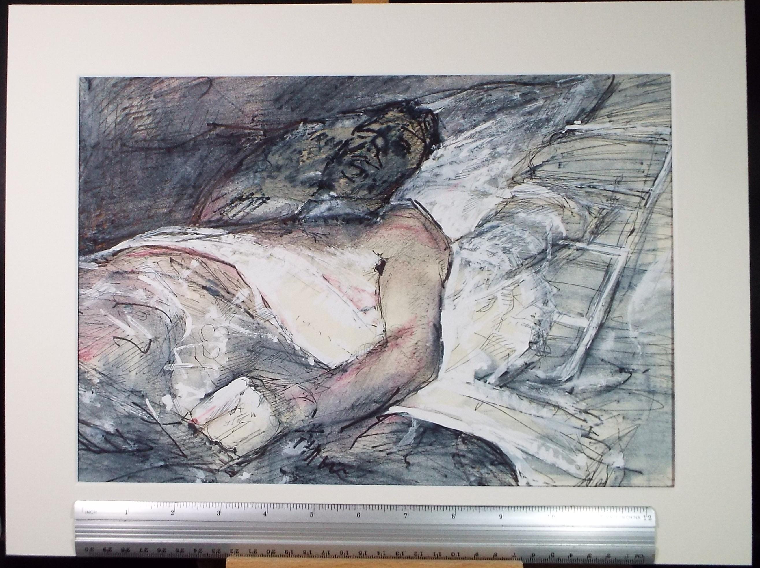 Watercolour, Gouache & ink, 'In Bed', John Gilbey Bowes (1929-2011), Circa 1990's