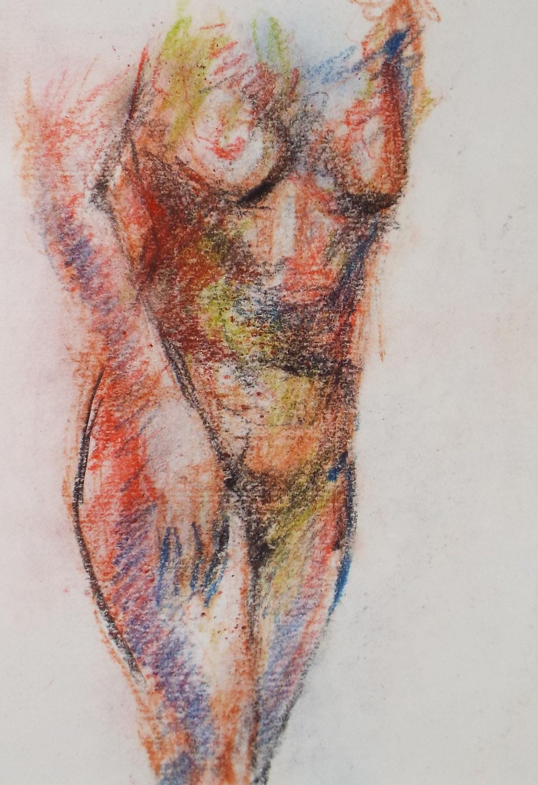 Original Pastel, 'Standing Nude', Graham Benton RBSA (1934-2022), circa 2004
