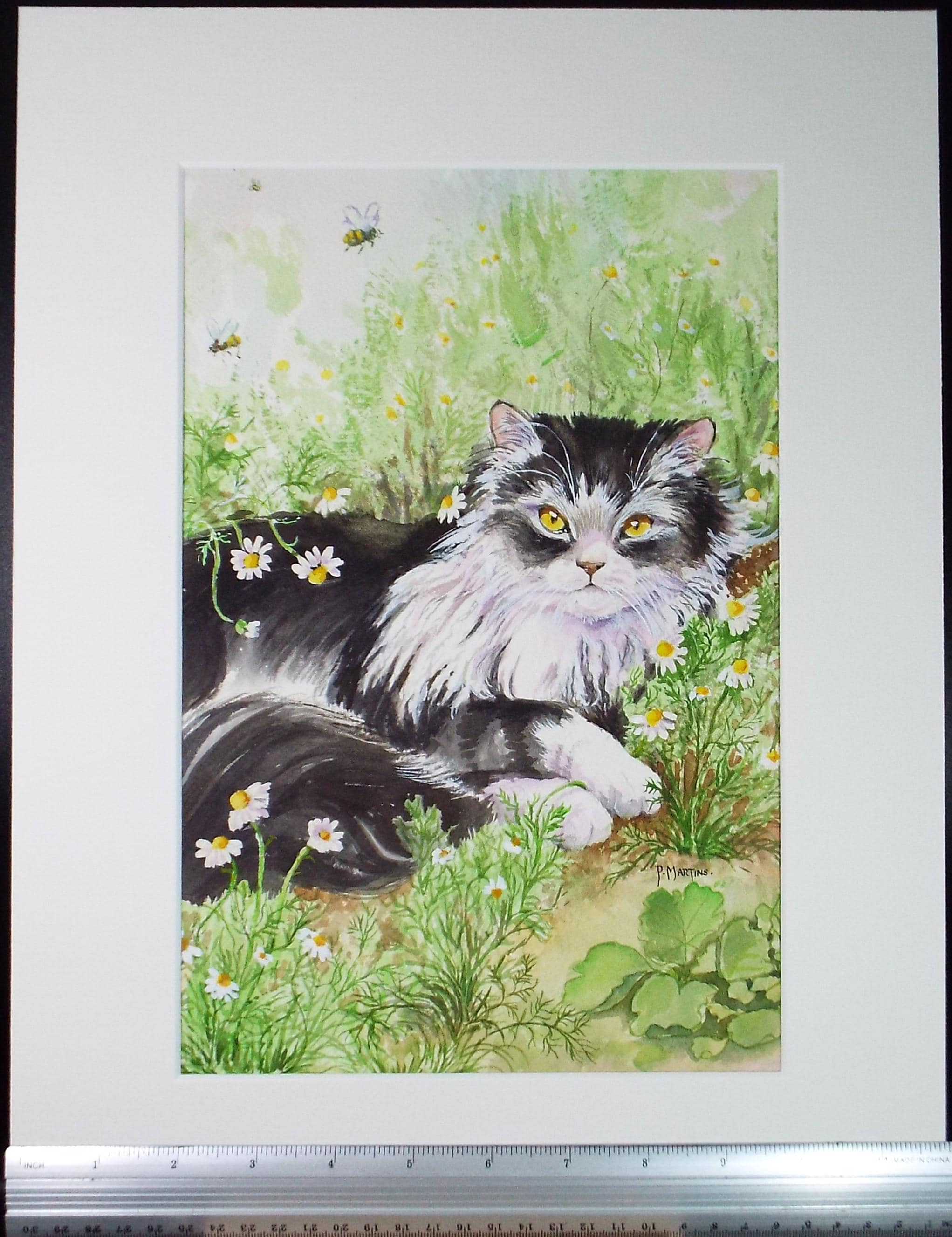 Original Watercolour, 'Panda',P Martins s.o.f.a, Circa 1990's