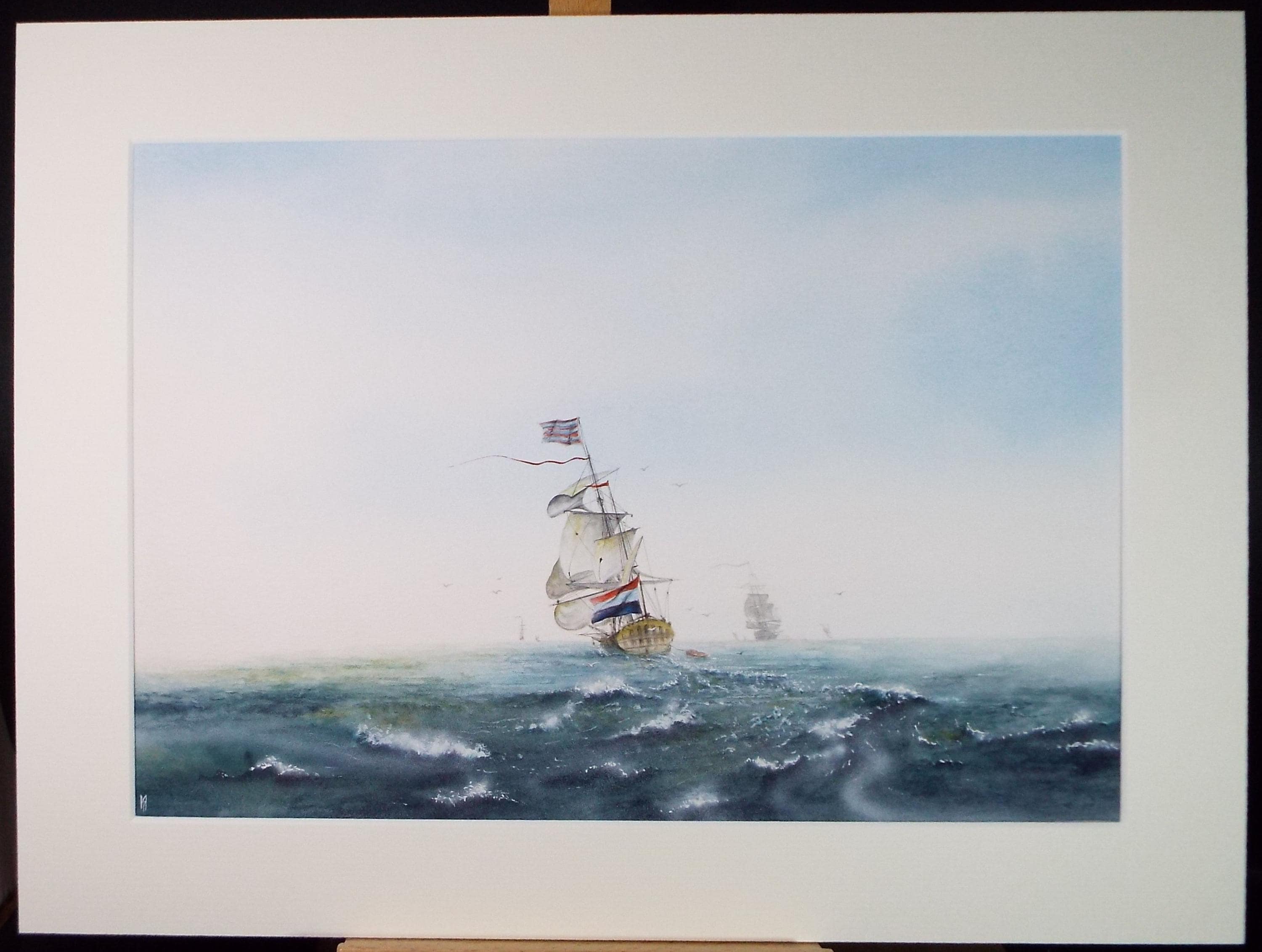 Original Watercolour, 'French Frigate' Dated 1986, Matthew Harvey