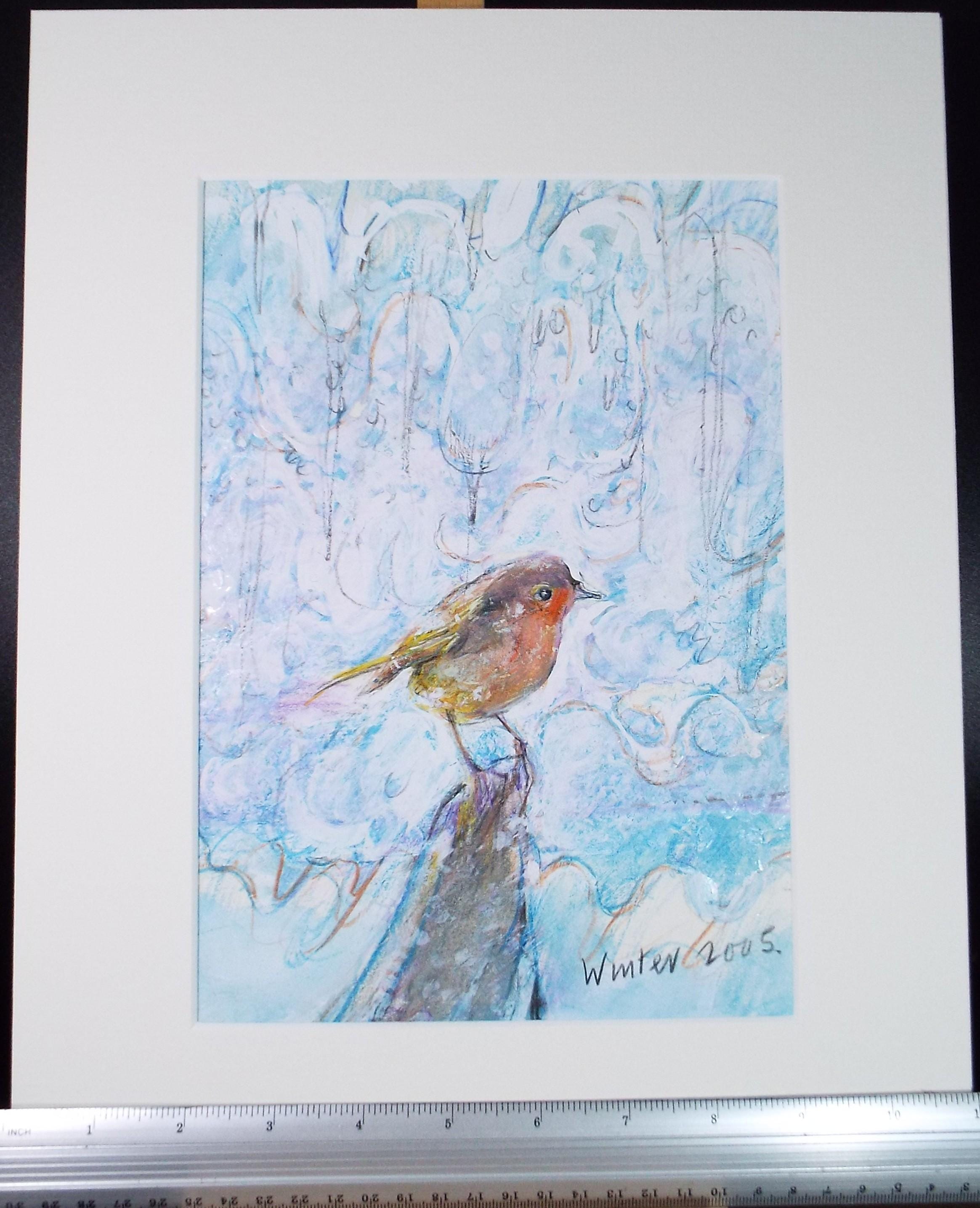 Original coloured pencil & Gouache,'Robin', 2005, John Gilbey Bowles (1929-2011)