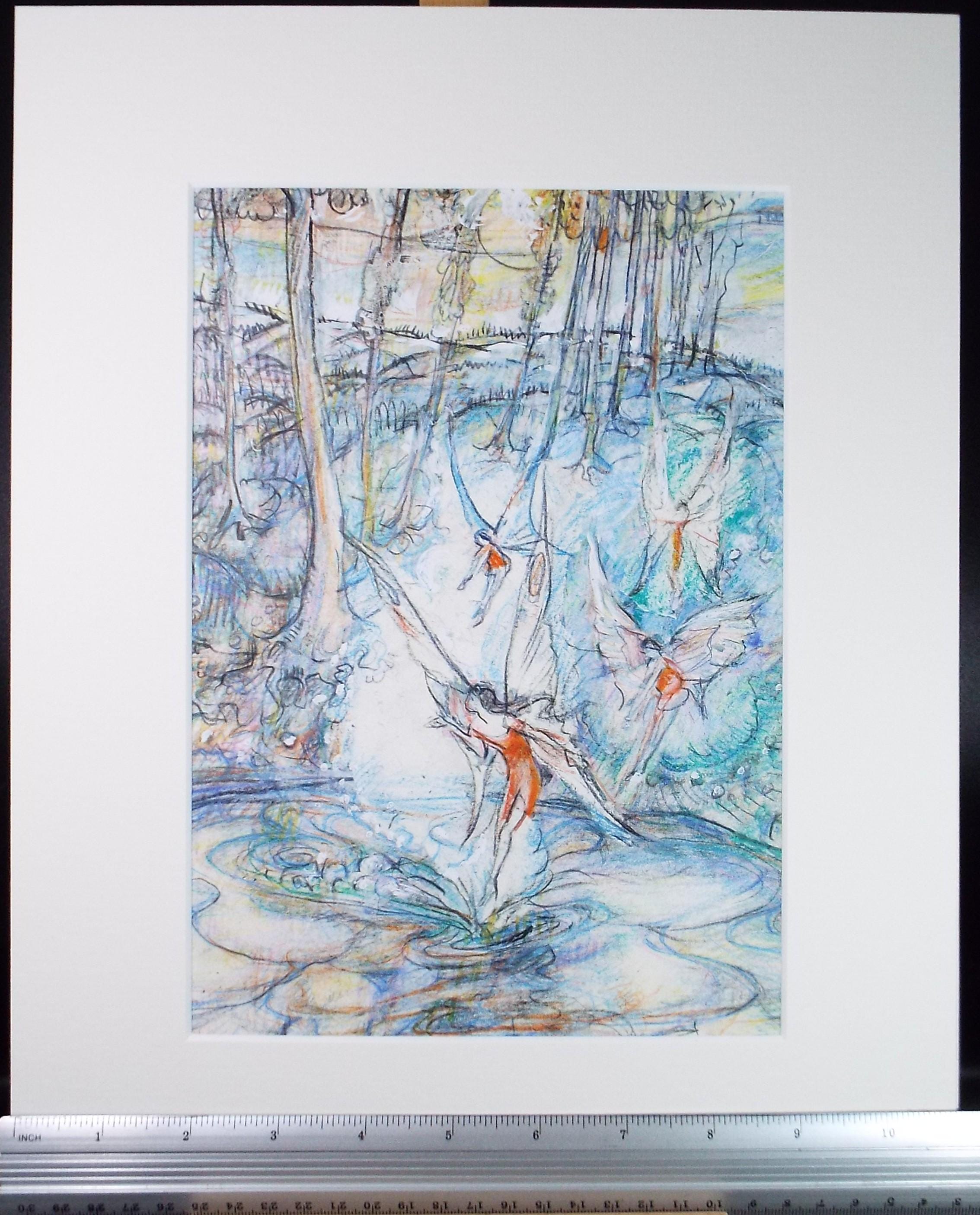 Original coloured pencil & Gouache,'A fairy pool', 2005, John Gilbey Bowles (1929-2011)