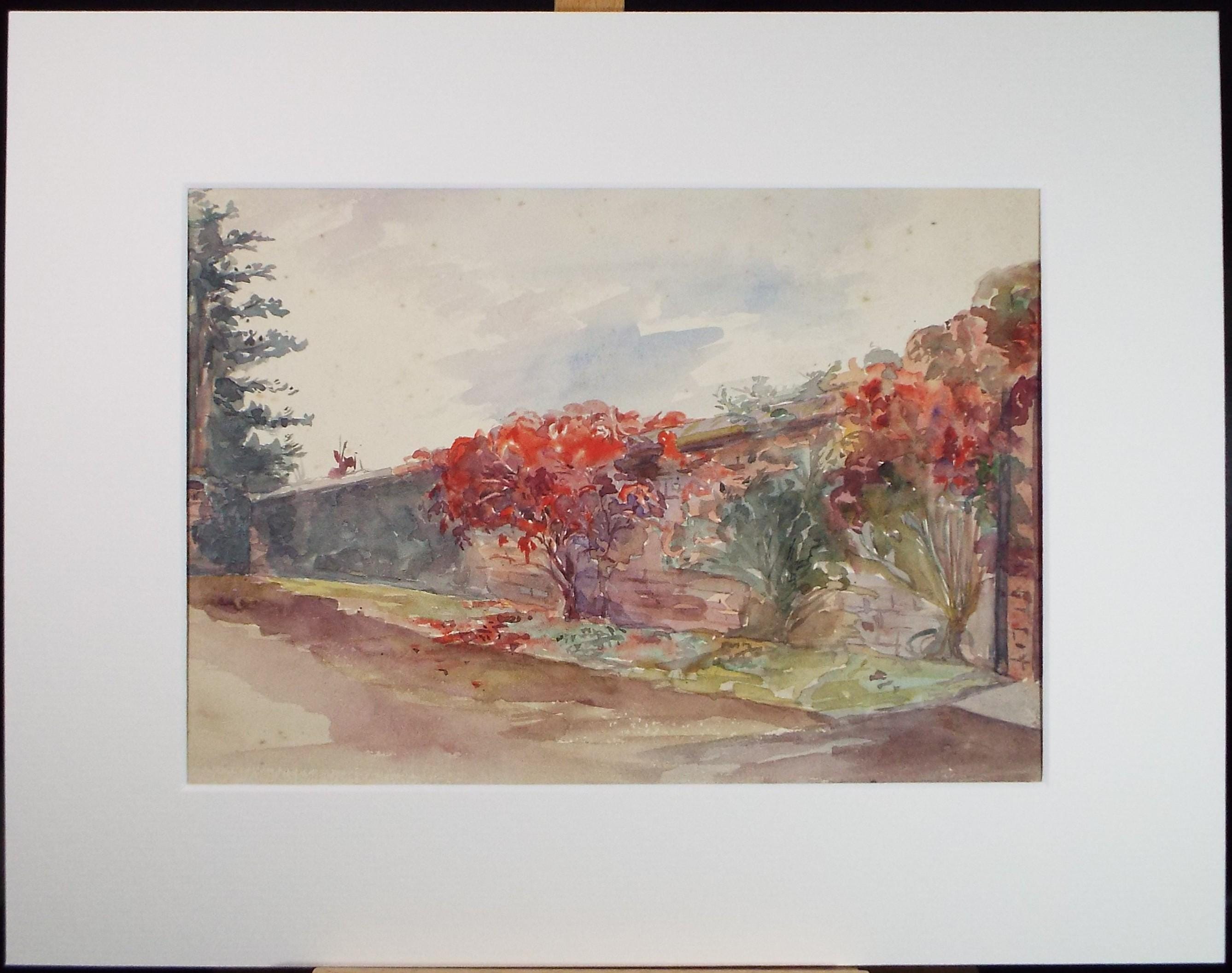 Original Watercolour, 'Garden Door at Eton', circa 1900, M.E.A