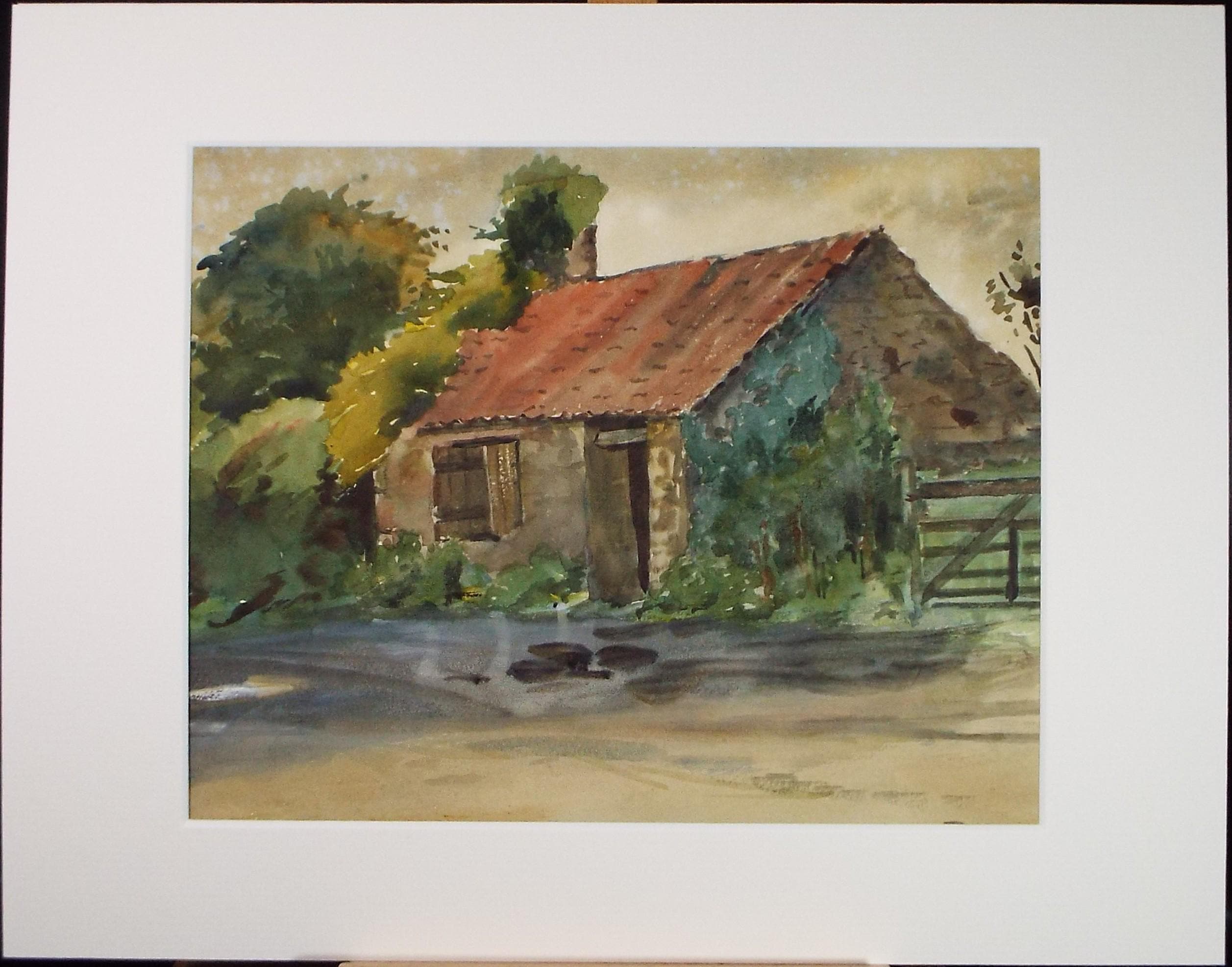 Original Watercolour, 'Barn Study', Circa 1930's