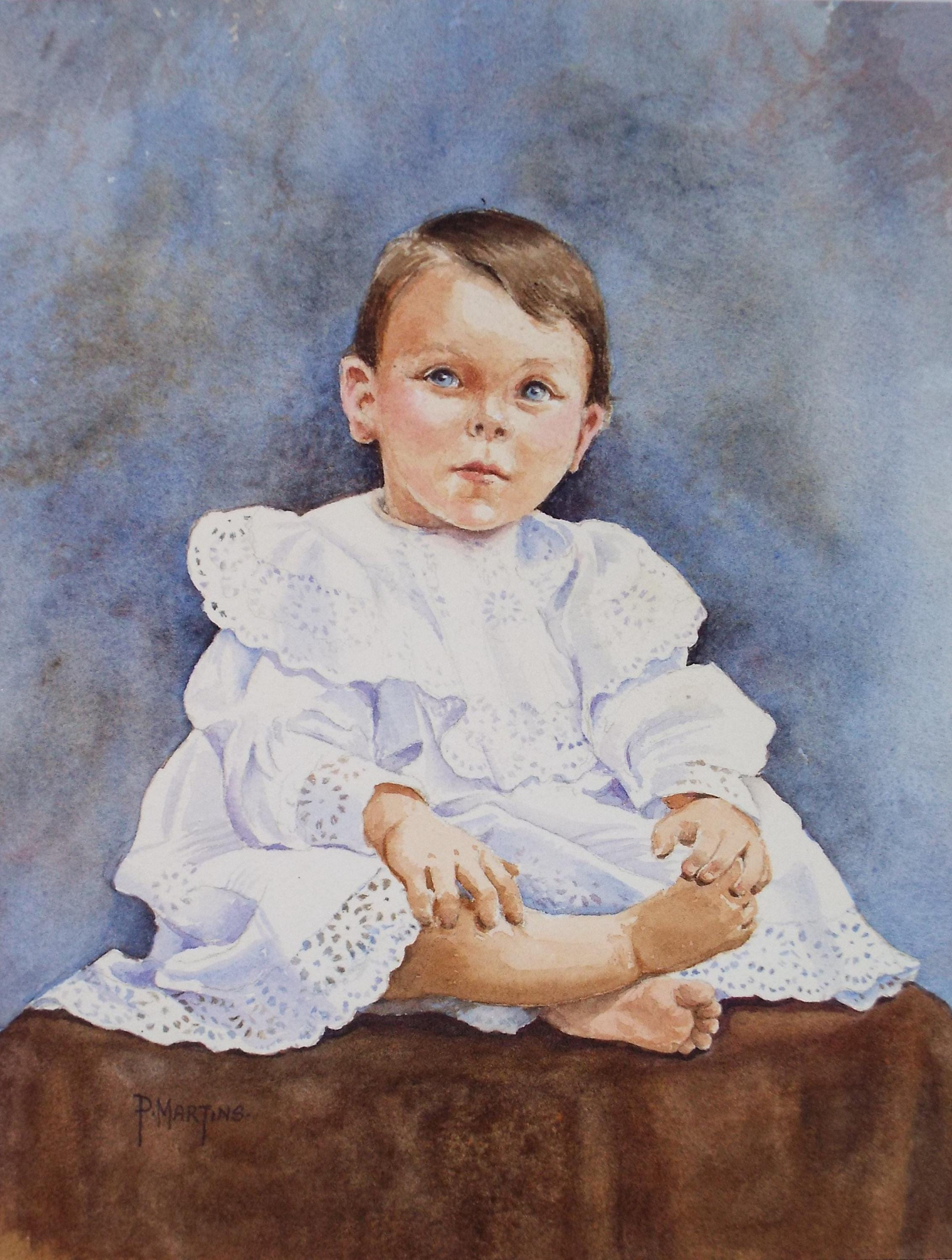 Original Watercolour, 'Albert's Christening', Circa 1990's, P Martin s.o.f.a