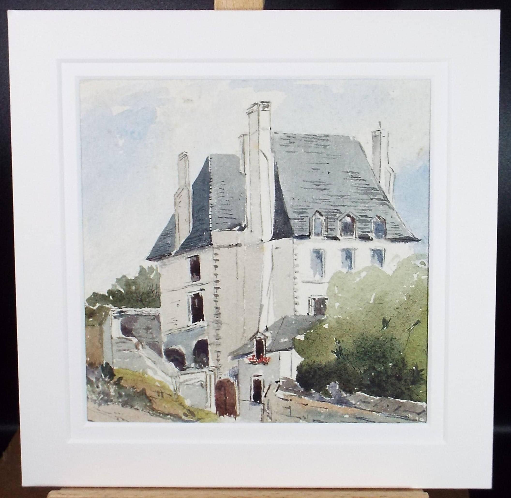 Original Watercolour, 'French Chateau', circa 1920's, unknown artist
