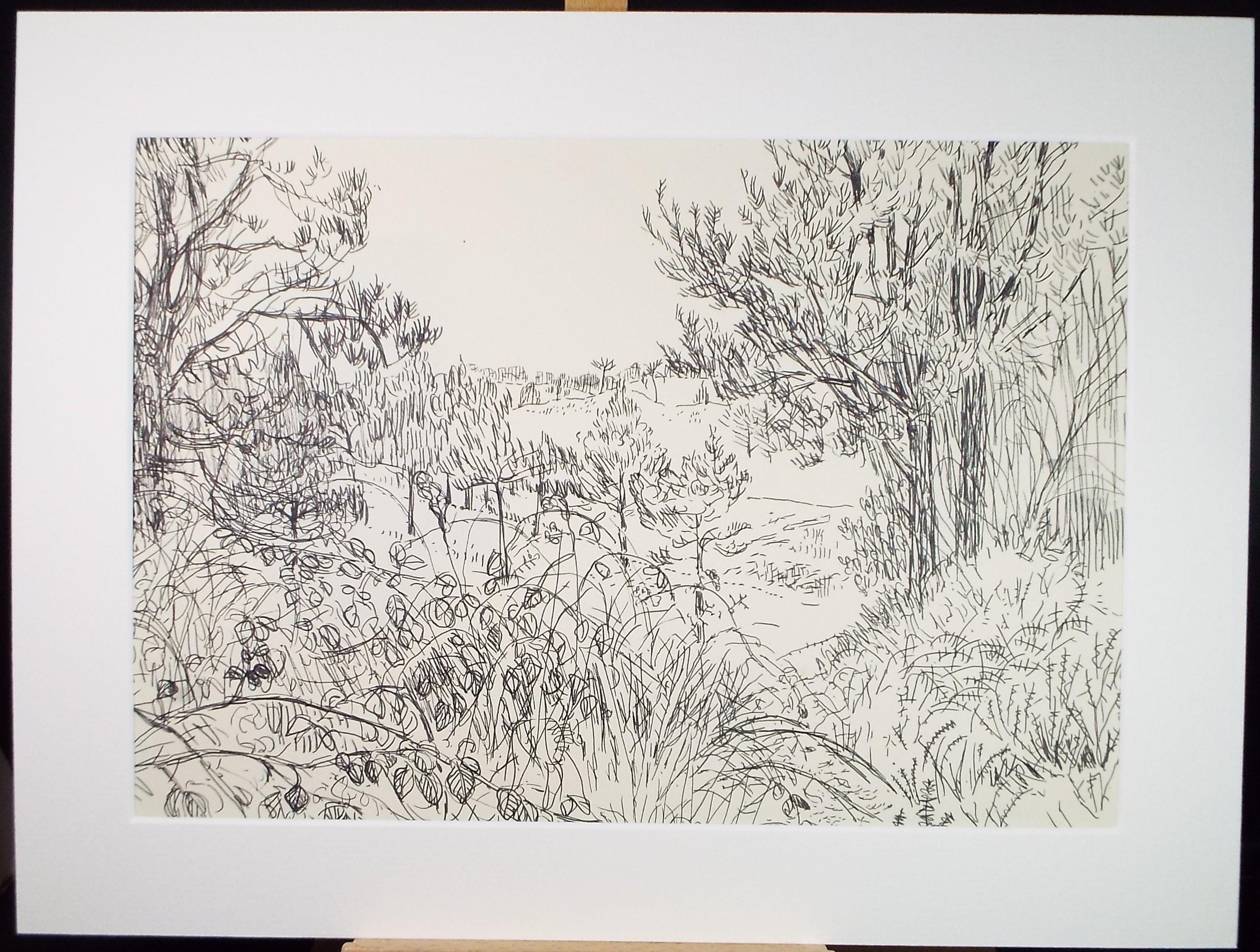 Original Pen & Ink , 'Woodbury Common', Initialled G.R.J, Dated 1965