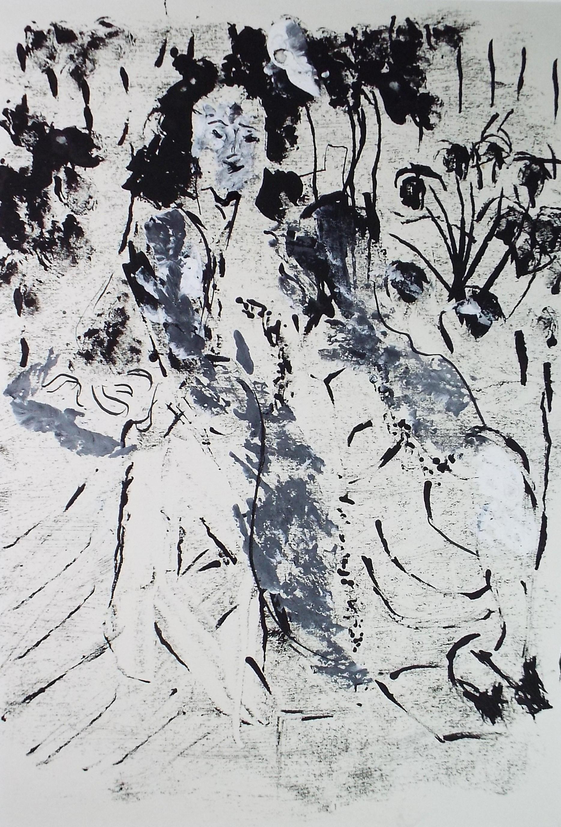 Original Monoprint, 'Portrait of a Woman' Maria Geurten (1929-1998), 1980's