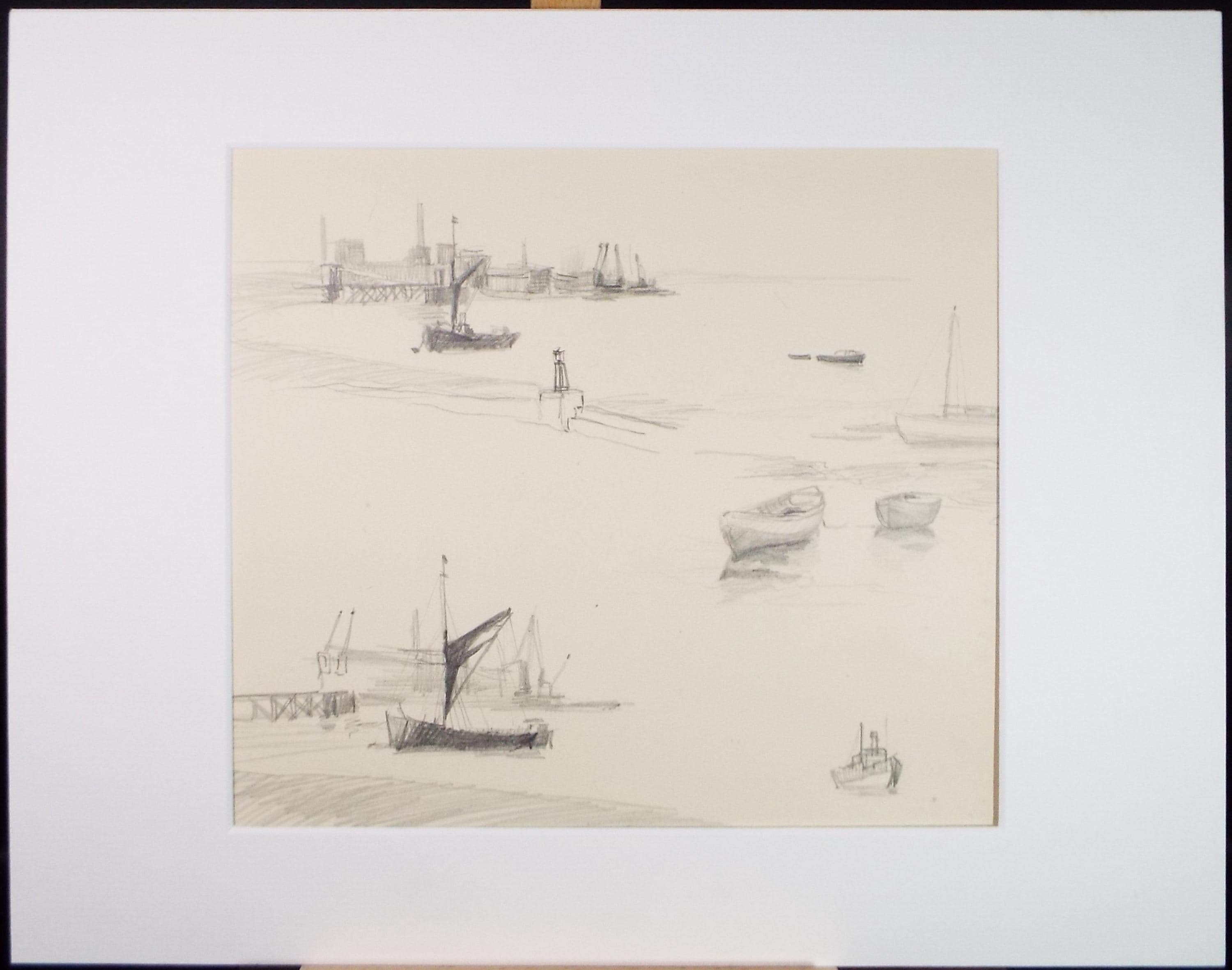 Original Pencil Drawing, 'Aspects of London', Artist Unknown, Circa 1950's