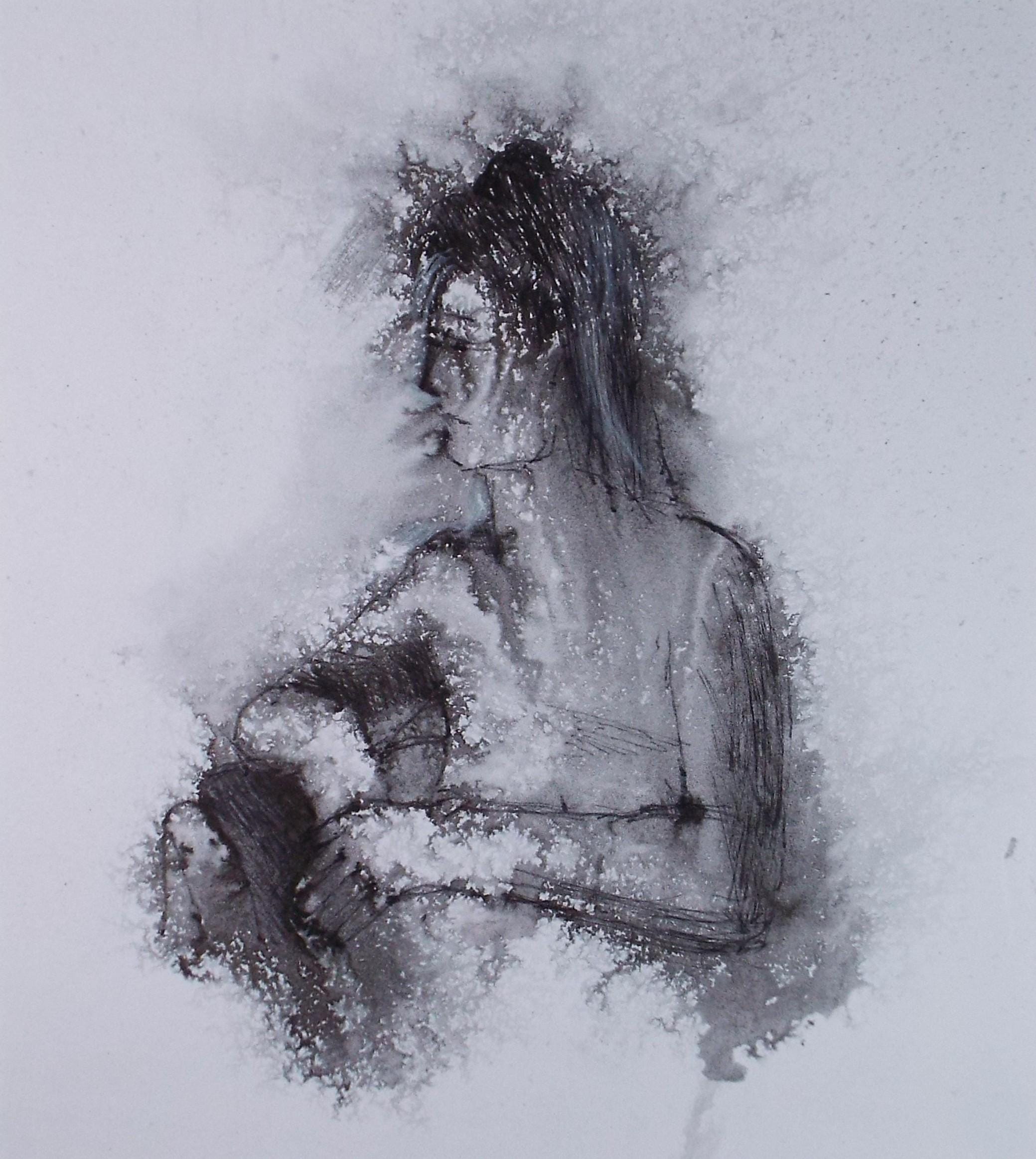 Original Ink & wash , 'Portrait of Seated Woman', c1990's, Artist Unknown