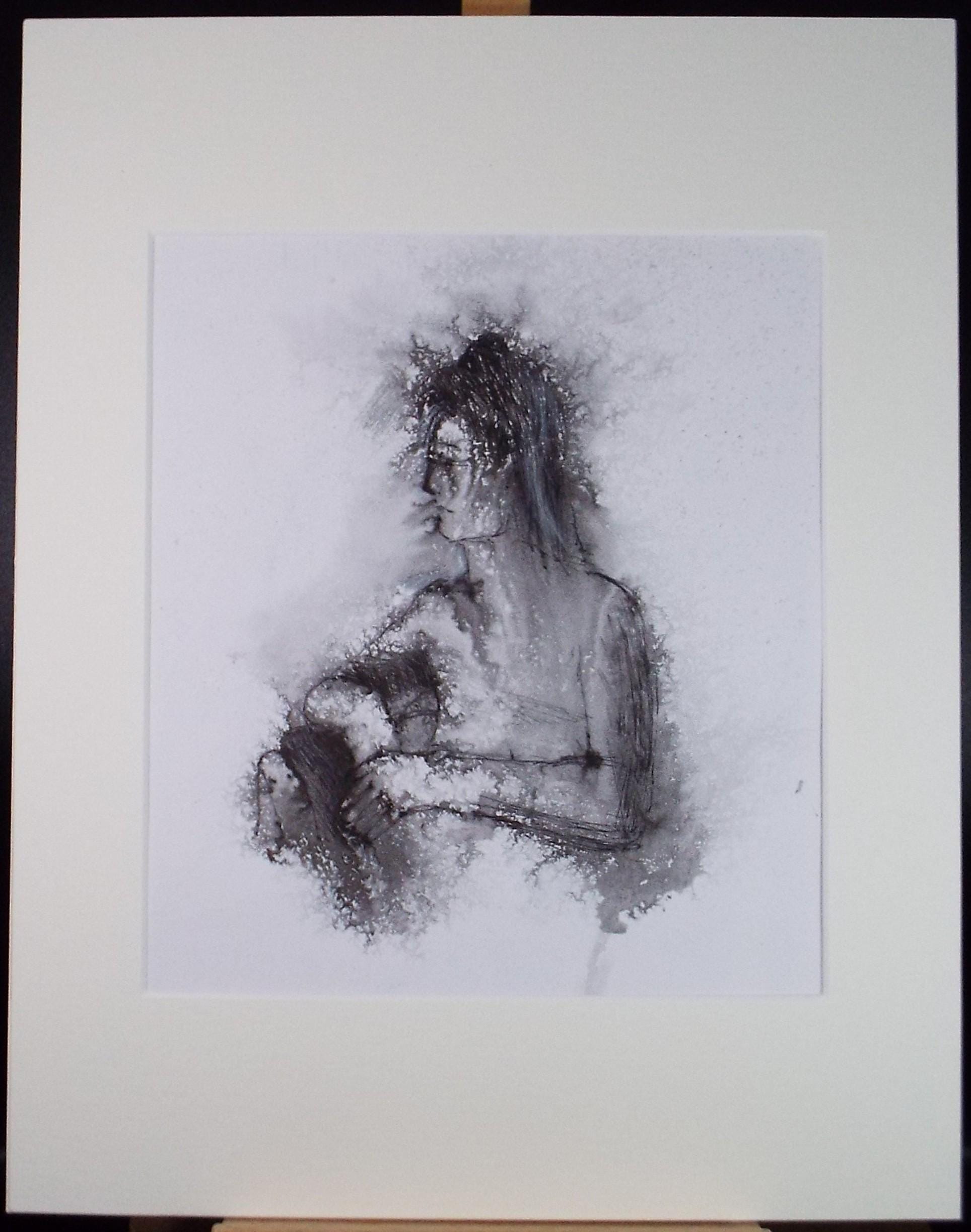 Original Ink & wash , 'Portrait of Seated Woman', c1990's, Artist Unknown