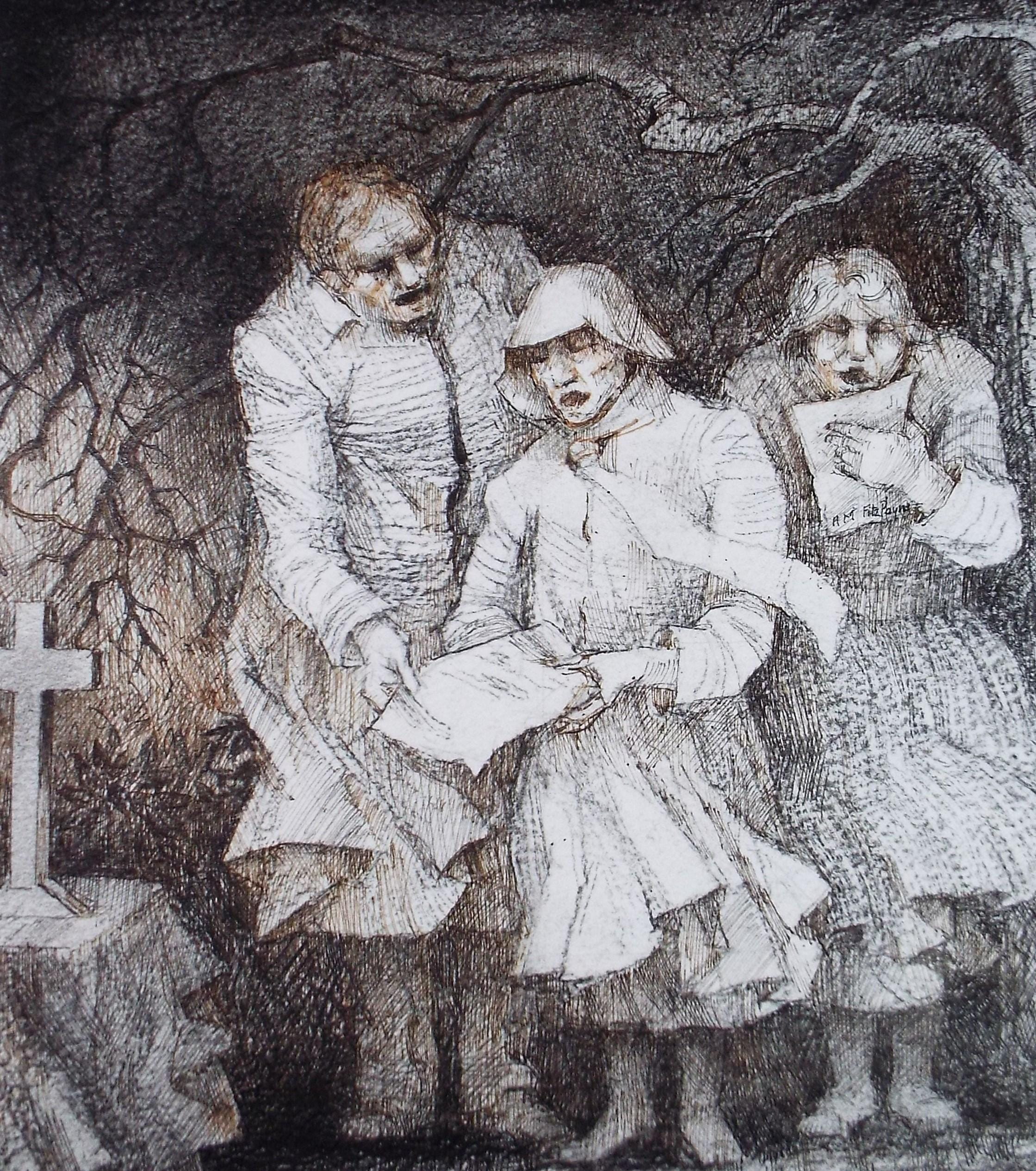 Original Coloured pencil and ink drawing, 'Good Friday', c1990s,Alice Mary Fitzpayne (b.1928)