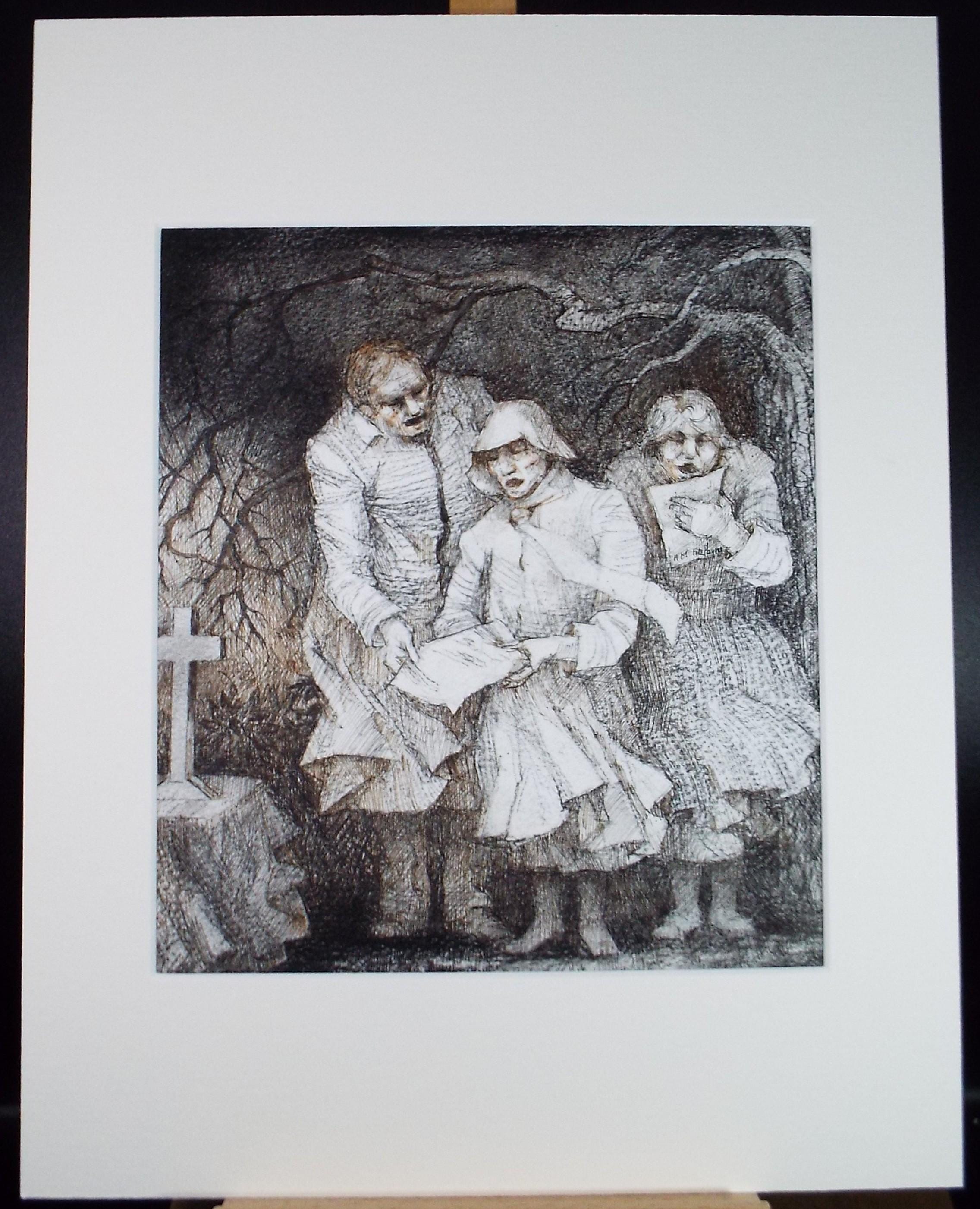 Original Coloured pencil and ink drawing, 'Good Friday', c1990s,Alice Mary Fitzpayne (b.1928)