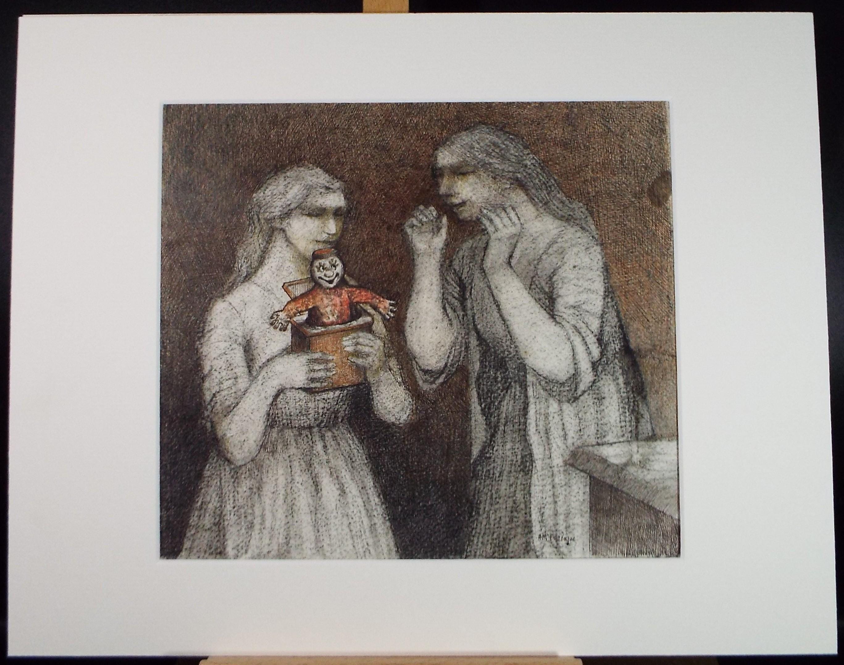 Original Coloured pencil and ink drawing, 'Surprise', c1990s,Alice Mary Fitzpayne (b.1928)