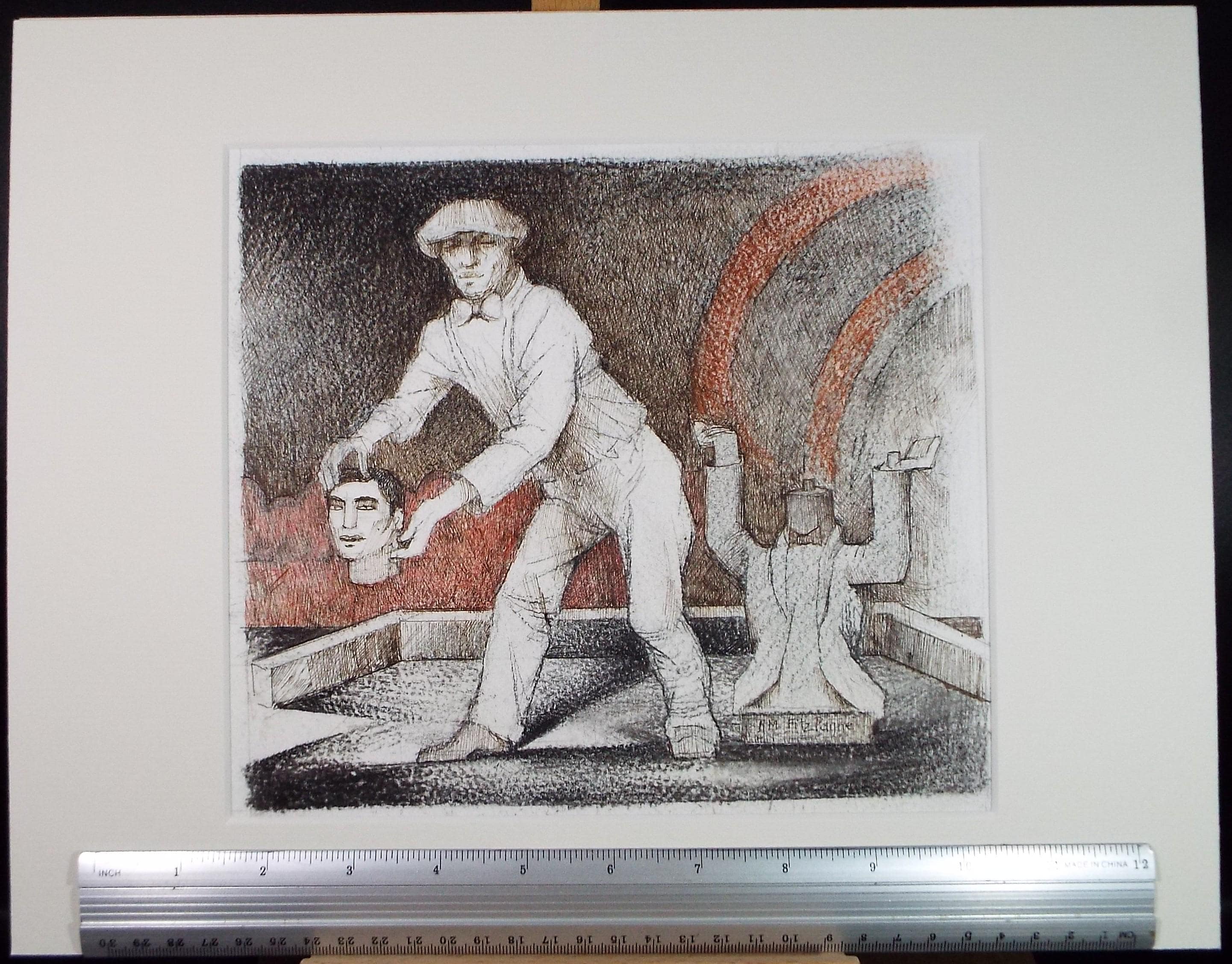 Original Coloured pencil and ink drawing, 'The illusionist', c1990s,Alice Mary Fitzpayne (b.1928)