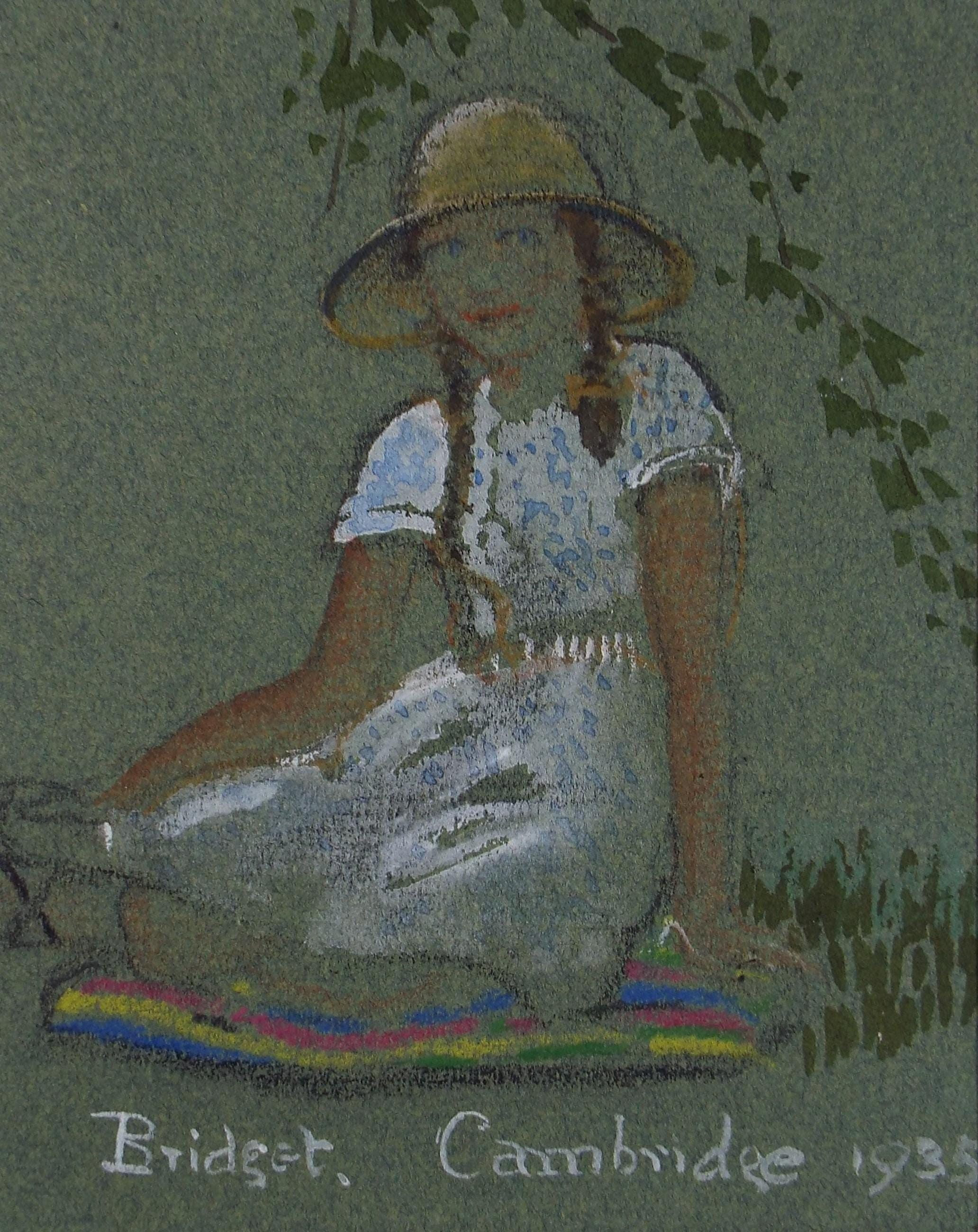 Original Watercolour, 'Bridget, Cambridge', dated 1935, Unknown Artist