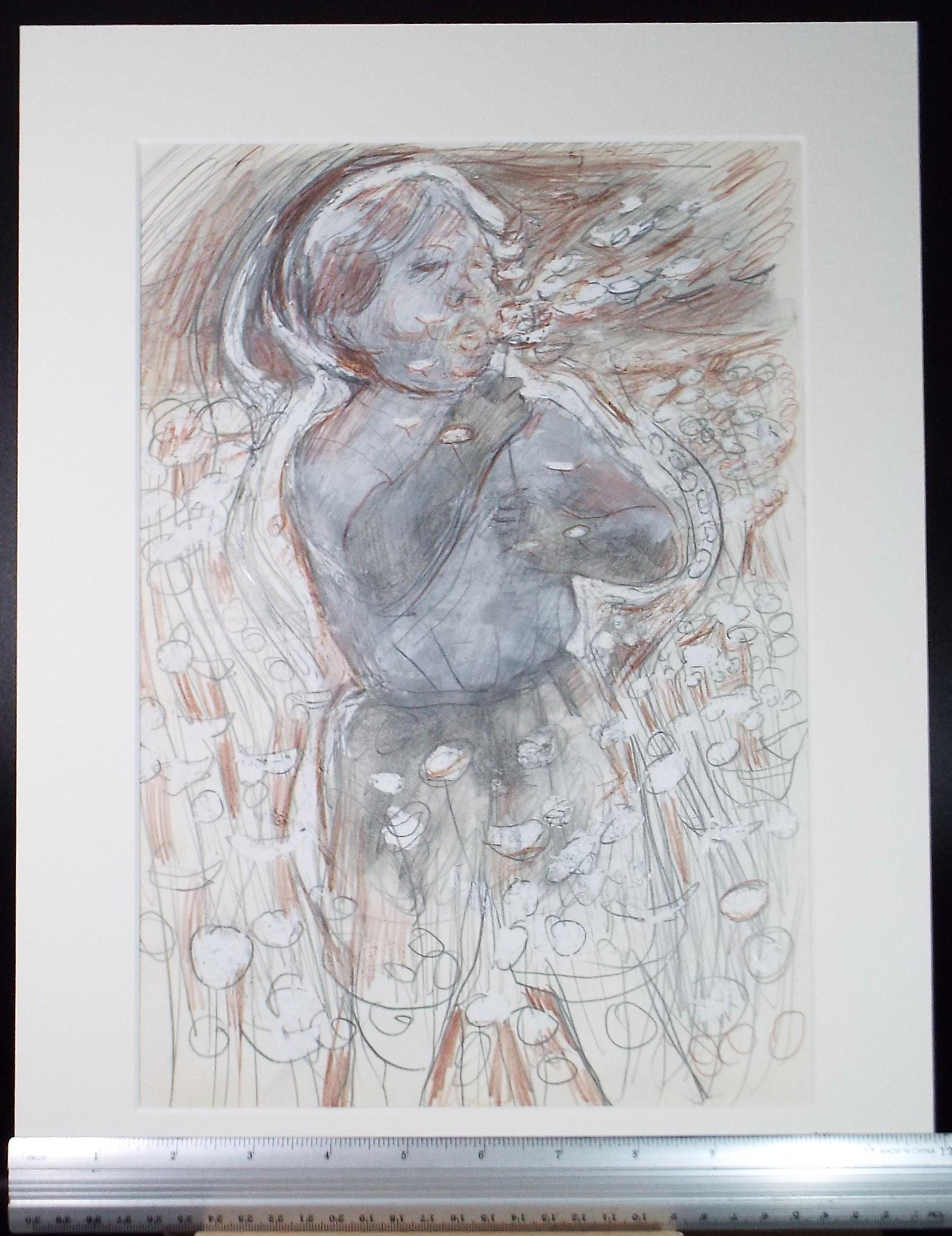 Original Pencil & Gouache, 'Dandylion Clock', John Gilbey Bowes (1929-2011), Circa 1990's