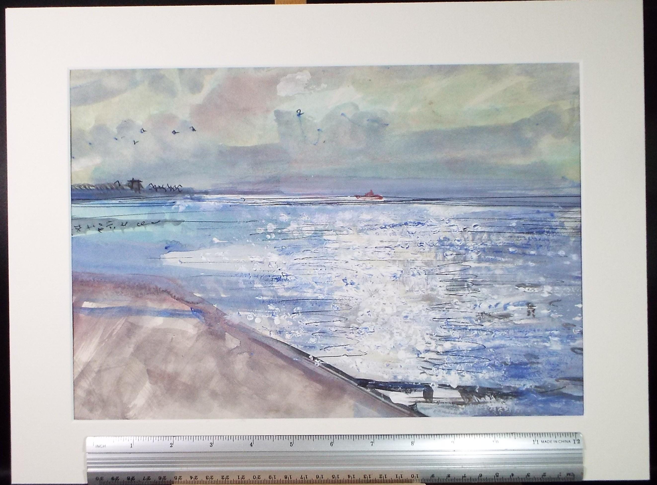 Original Watercolour & Gouache, 'Coastal Surf', John Gilbey Bowes (1929-2011), Circa 1990's