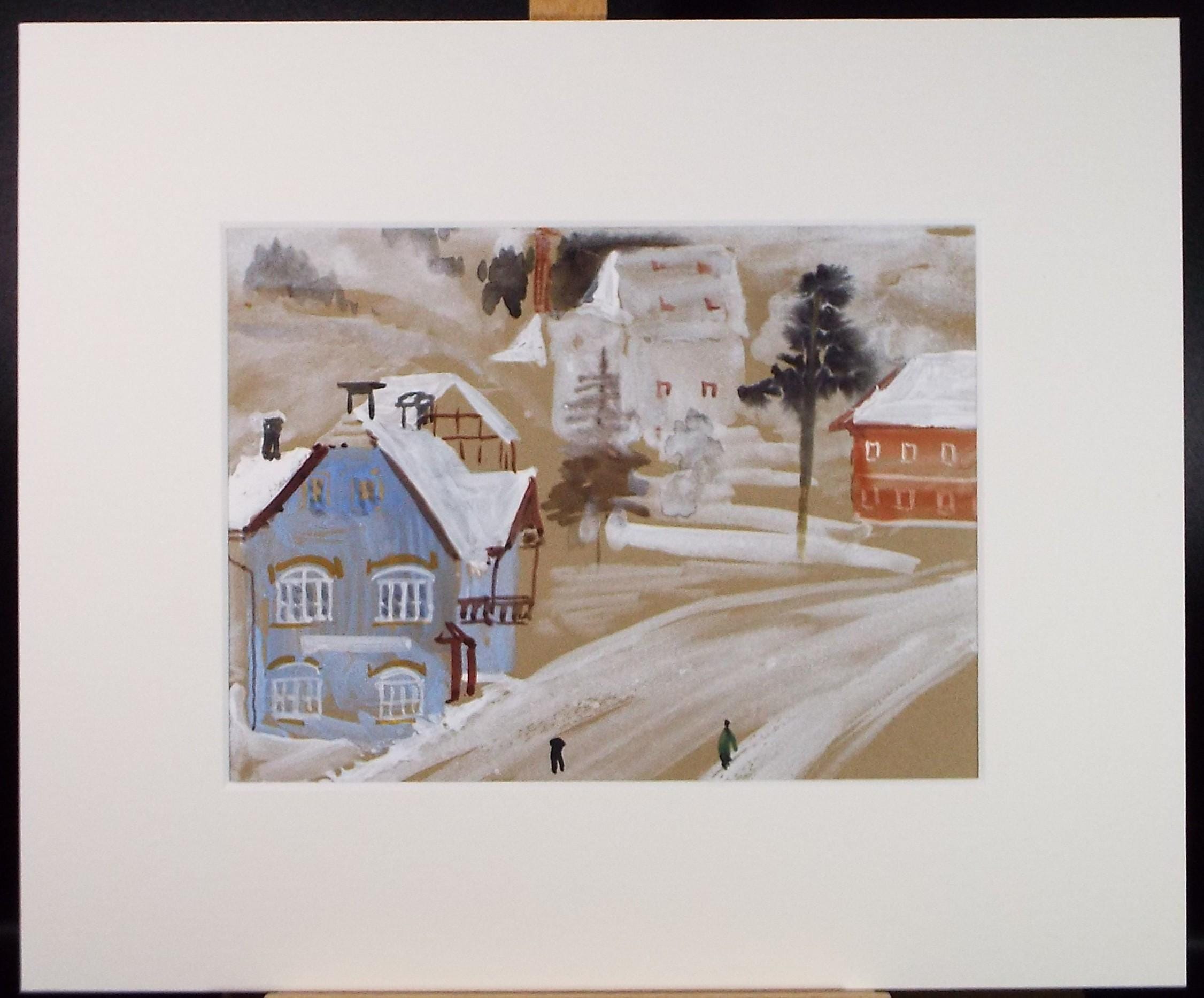 Original Watercolour, 'Alpine Village', c1930's, Unknown Artist