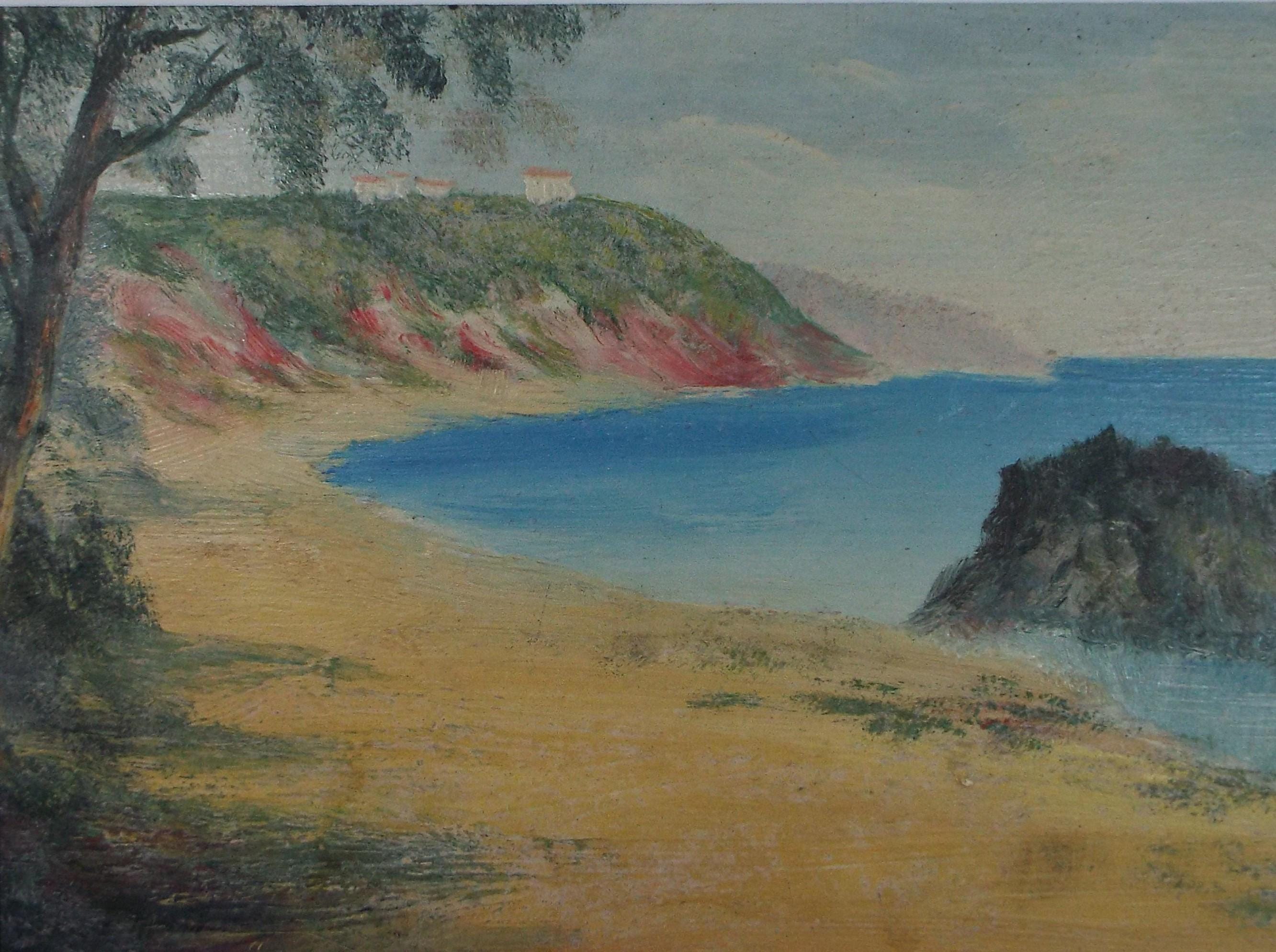 Original Oil/Acylic, 'Blue water bay', circa 1950's , Artist Unknown