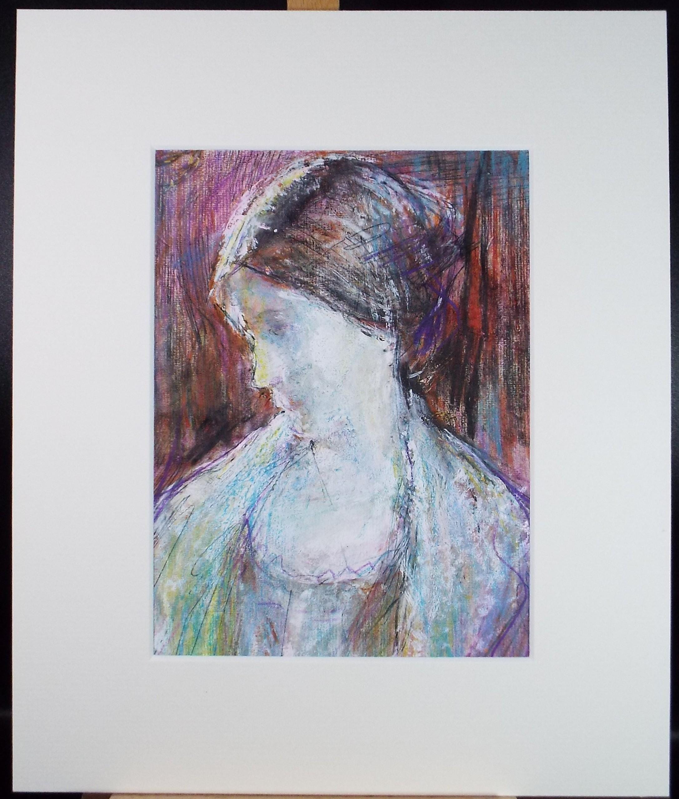Original mixed media,'Portrait of a woman', circa 1990's, John Gilbey Bowles (1929-2011)