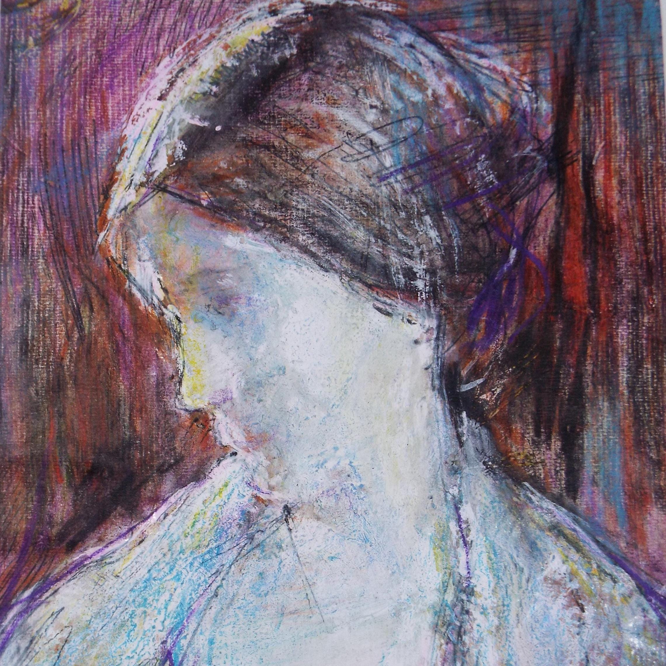 Original mixed media,'Portrait of a woman', circa 1990's, John Gilbey Bowles (1929-2011)