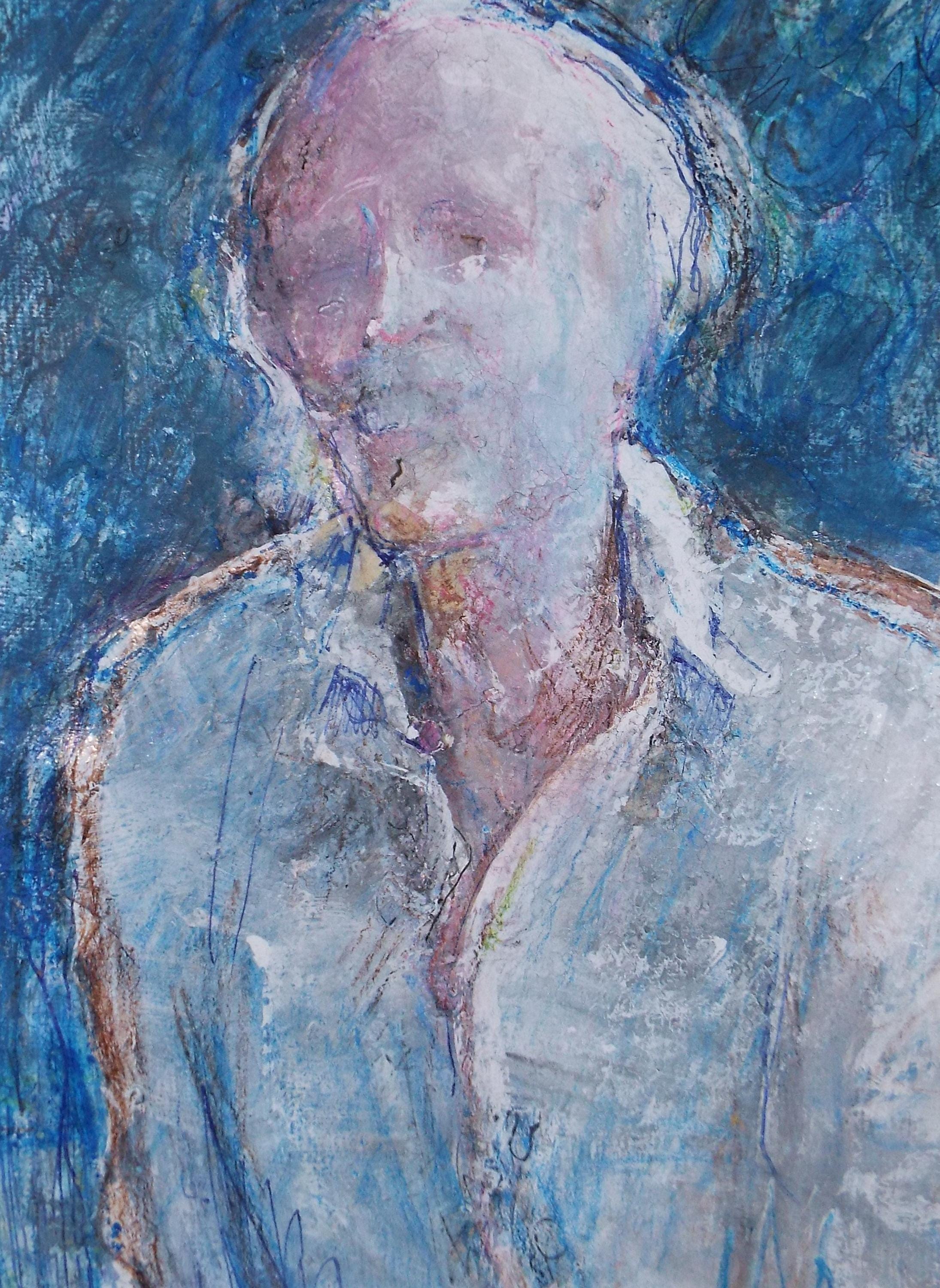 Original mixed media,'Portrait of a man', circa 1990's, John Gilbey Bowles (1929-2011)