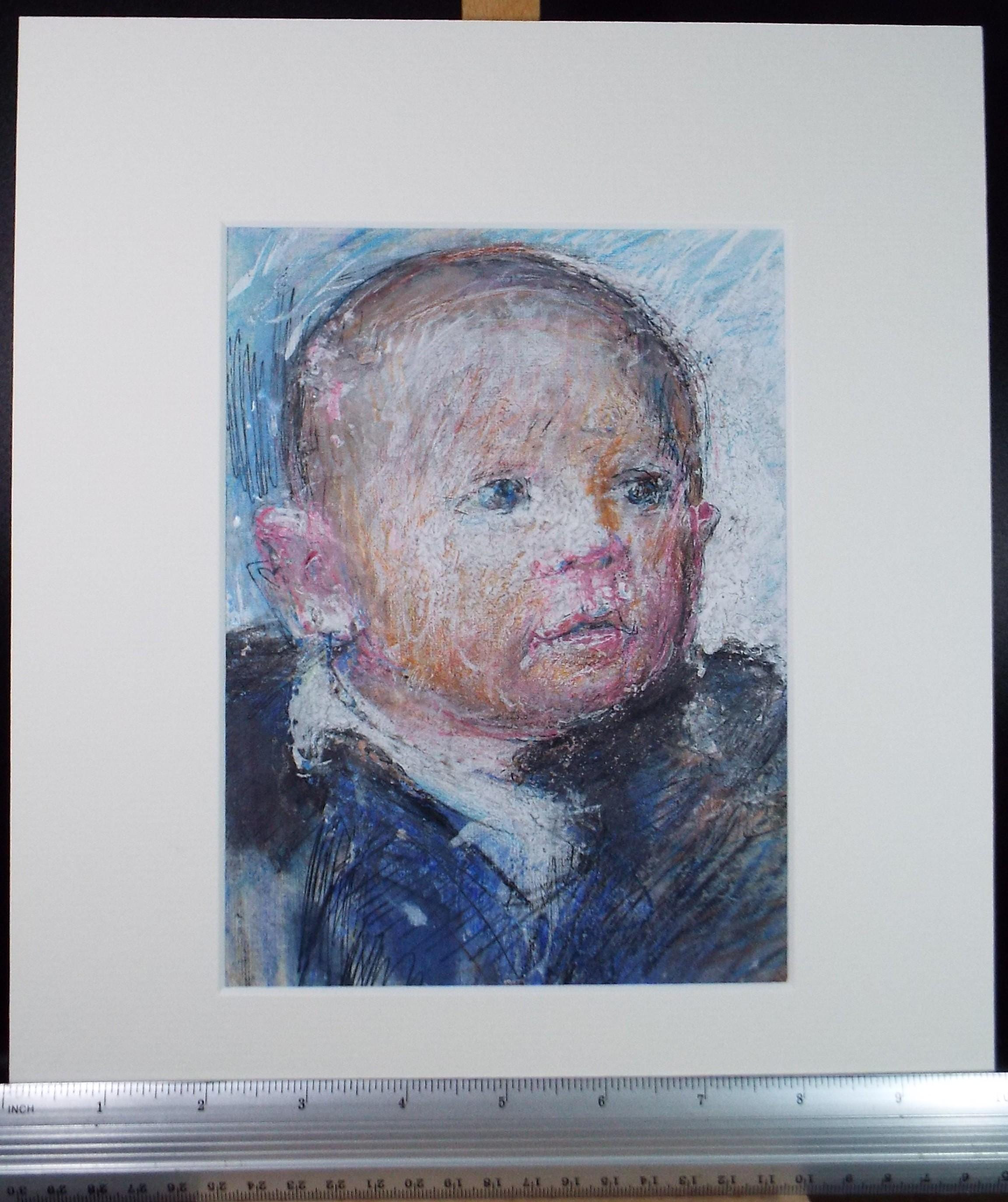Original mixed media,'Portrait of a Baby', circa 1990's, John Gilbey Bowles (1929-2011)