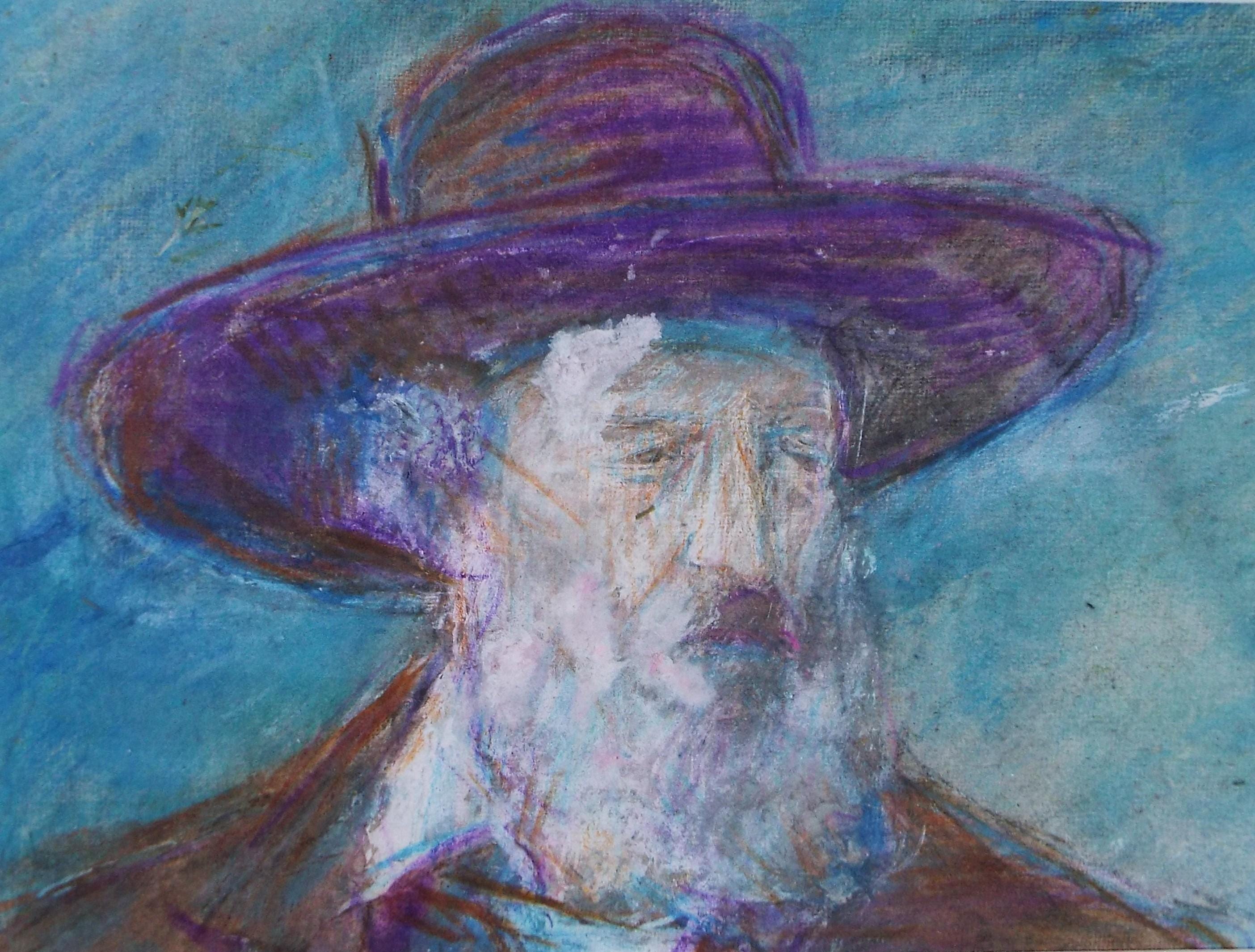 Original mixed media,'Portrait of a Man in a hat', circa 1990's, John Gilbey Bowles (1929-2011)