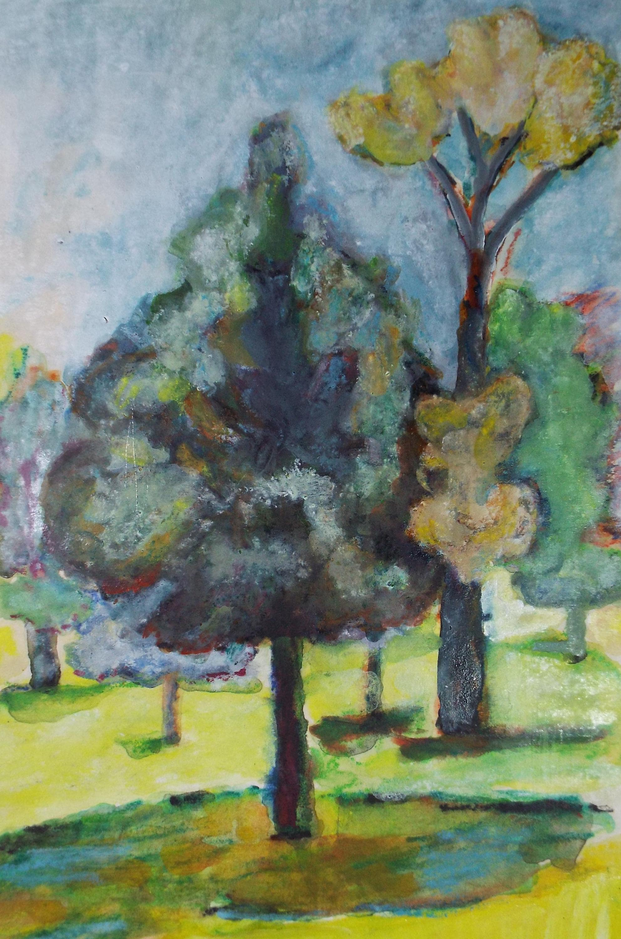 Original Watercolour & Egg Tempura, 'Woodland Study', Circa 1970's ,Unknown Artist