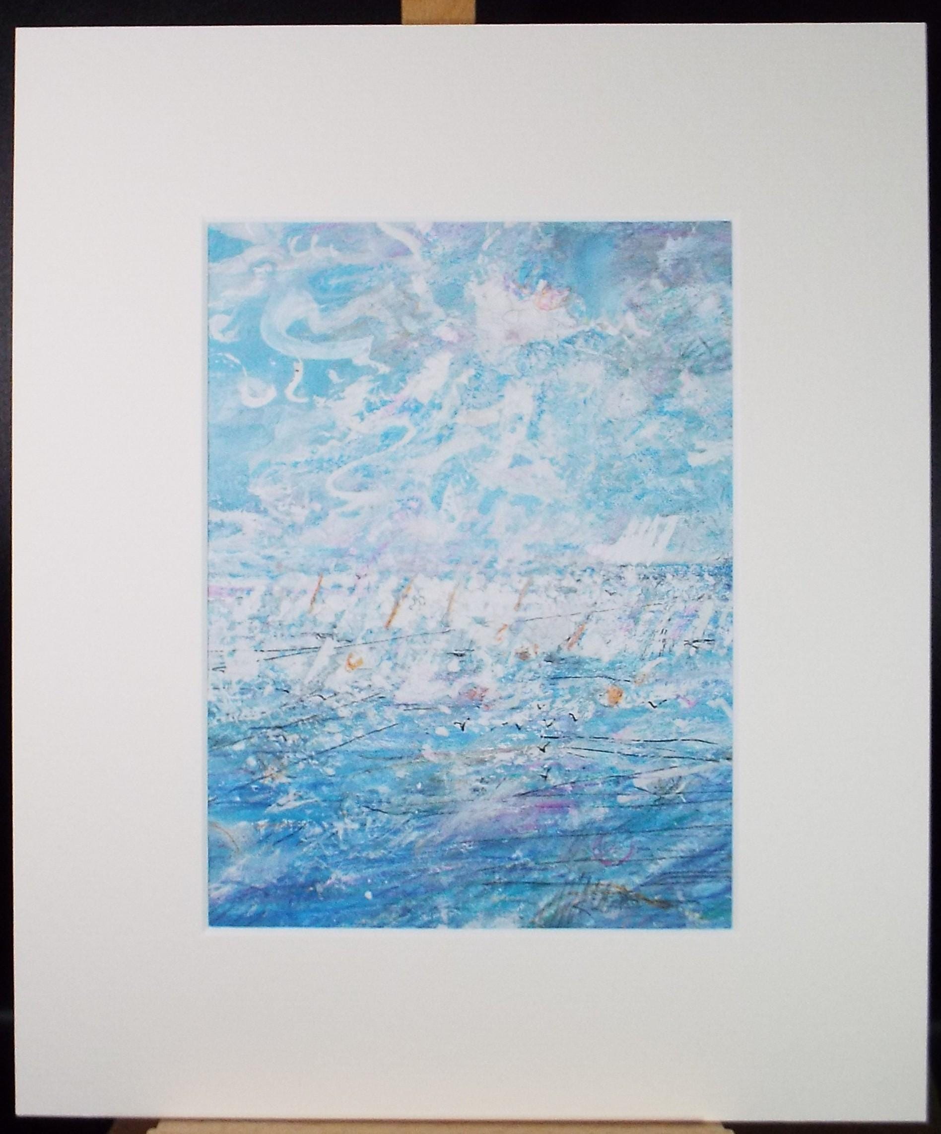 Original mixed media,'Seascape', circa 1990's, John Gilbey Bowles (1929-2011)