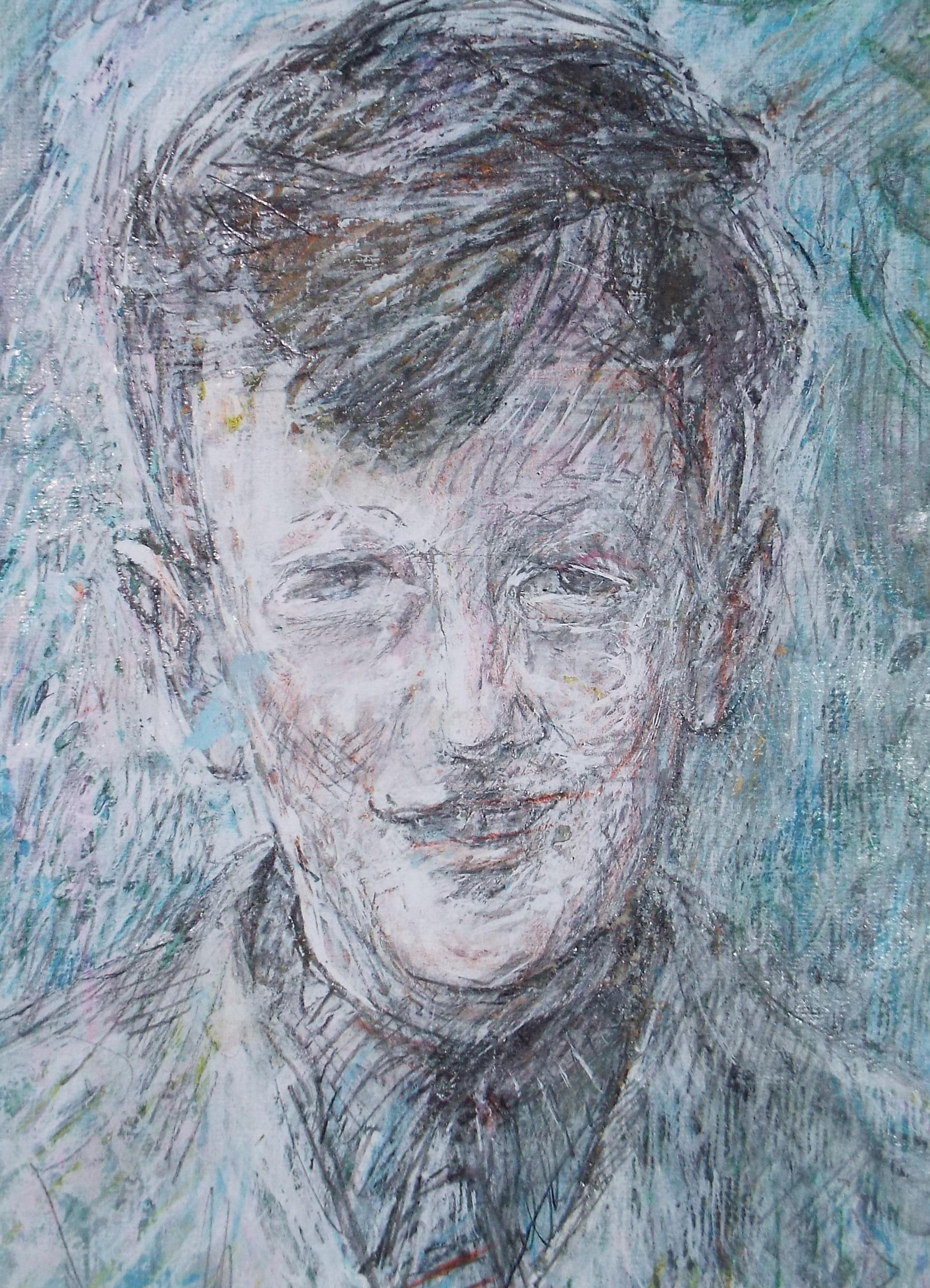 Original mixed media,'Portrait of a Youth', circa 1990's, John Gilbey Bowles (1929-2011)