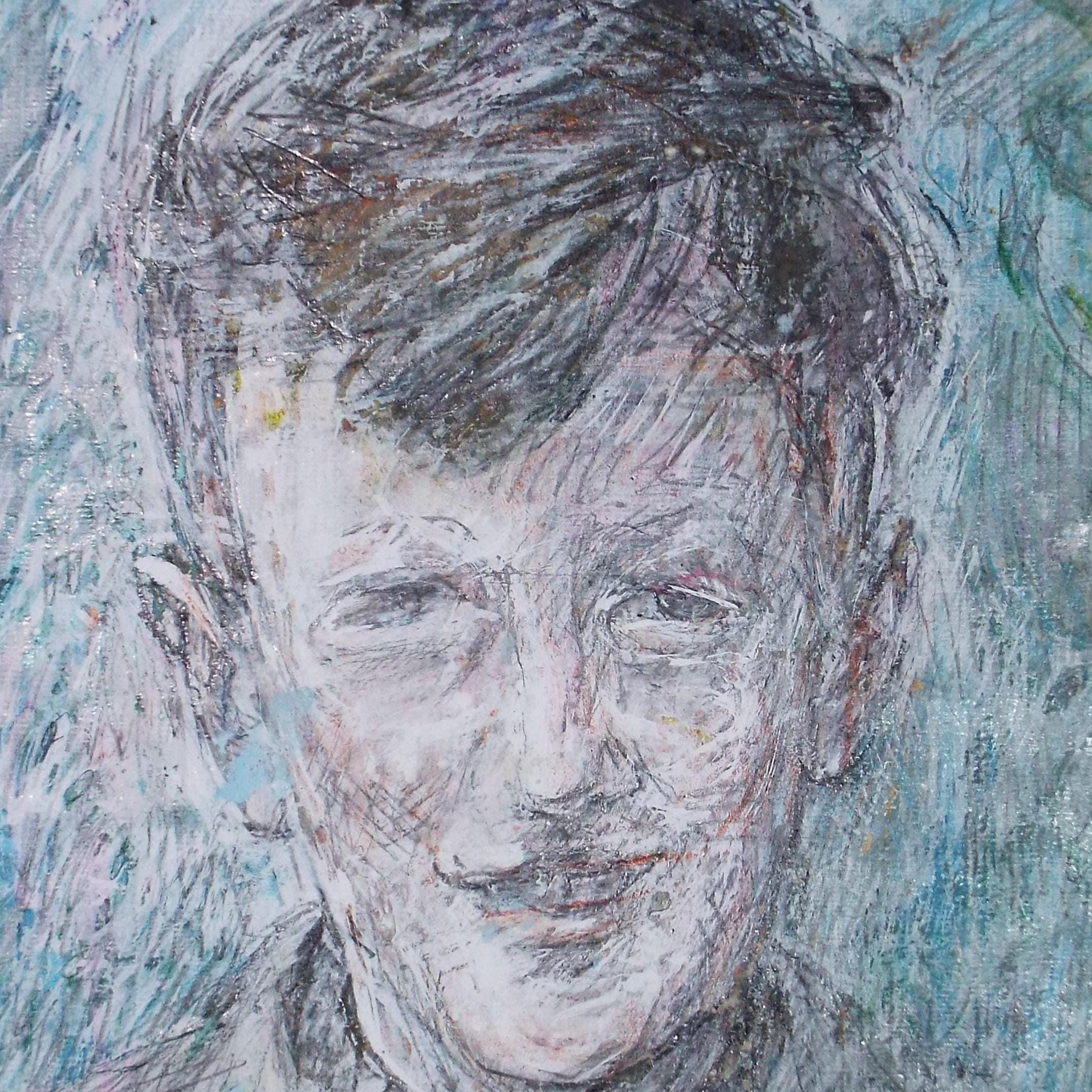 Original mixed media,'Portrait of a Youth', circa 1990's, John Gilbey Bowles (1929-2011)
